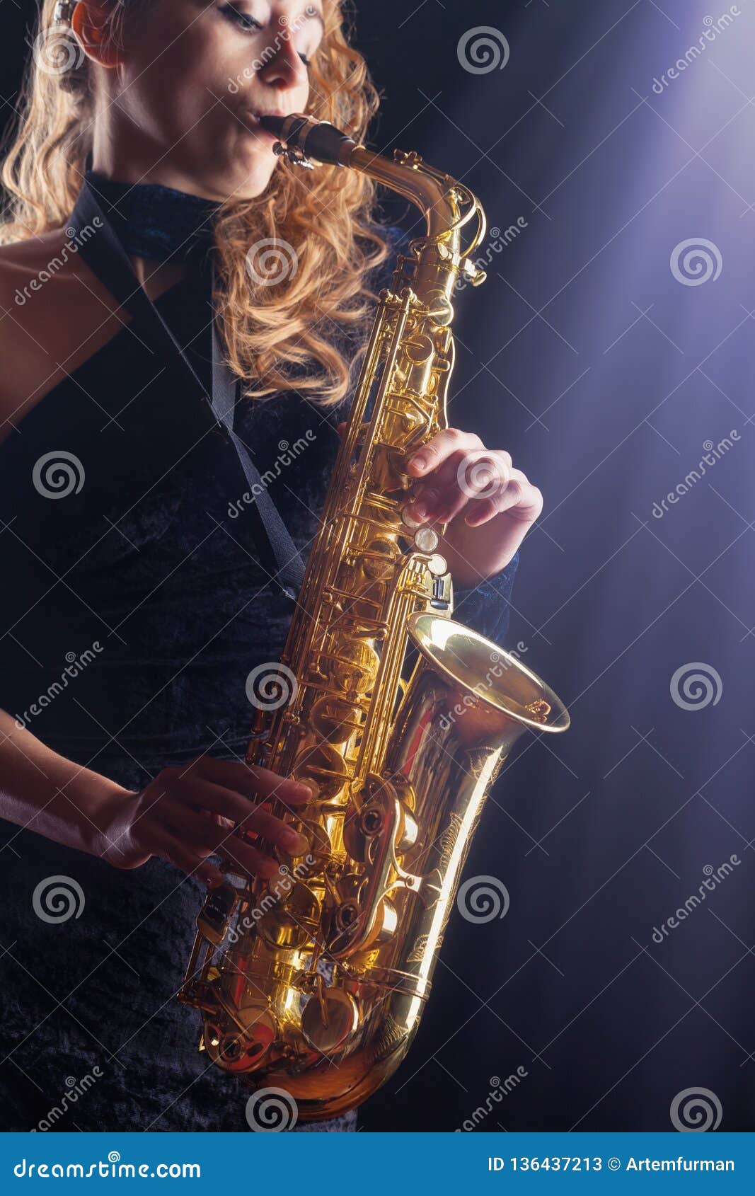 Saxophone stock image. Image of female, attractive, jazz 136437213