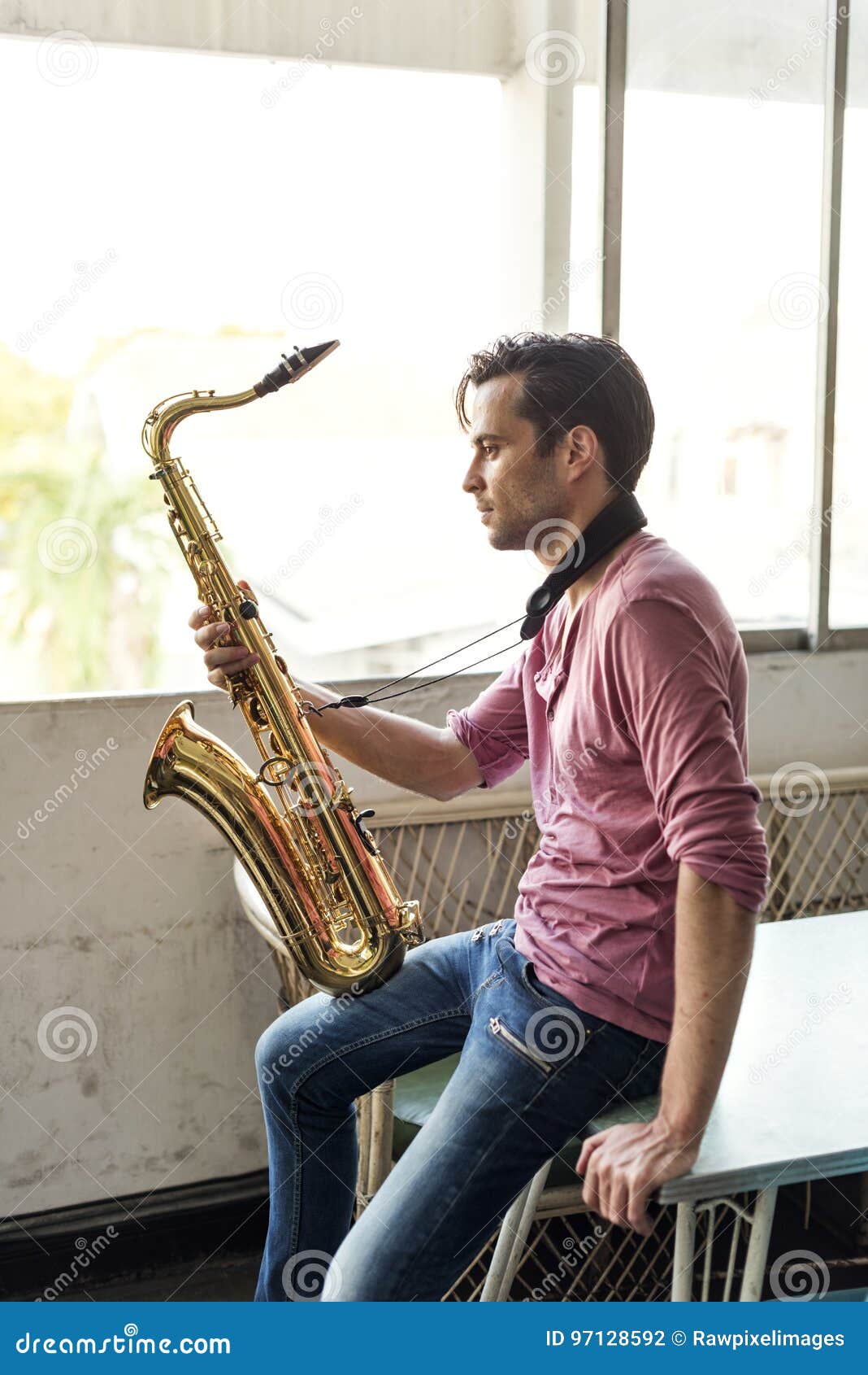 Saxophone Symphony Musician Jazz Instrument Concept Stock Photo Image