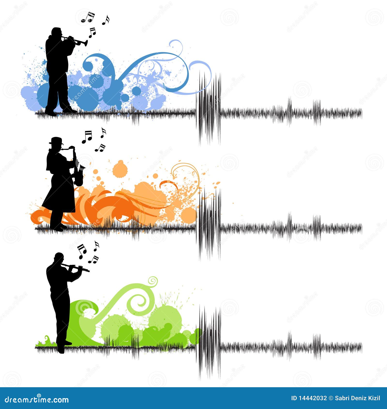 Saxophone and Trumpet Players Stock Vector Illustration of people