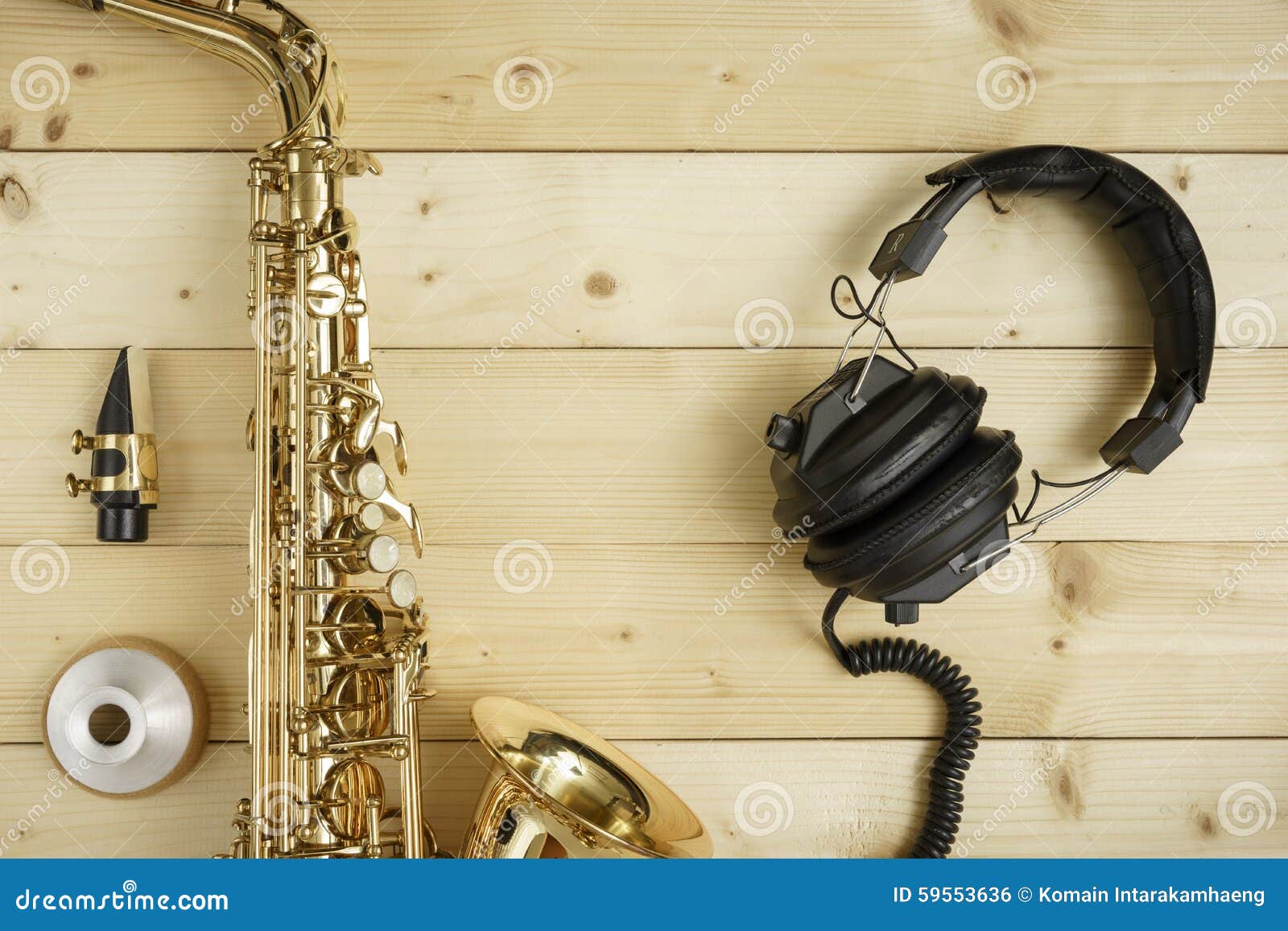 Saxophone on the Wood Background Stock Photo Image of background