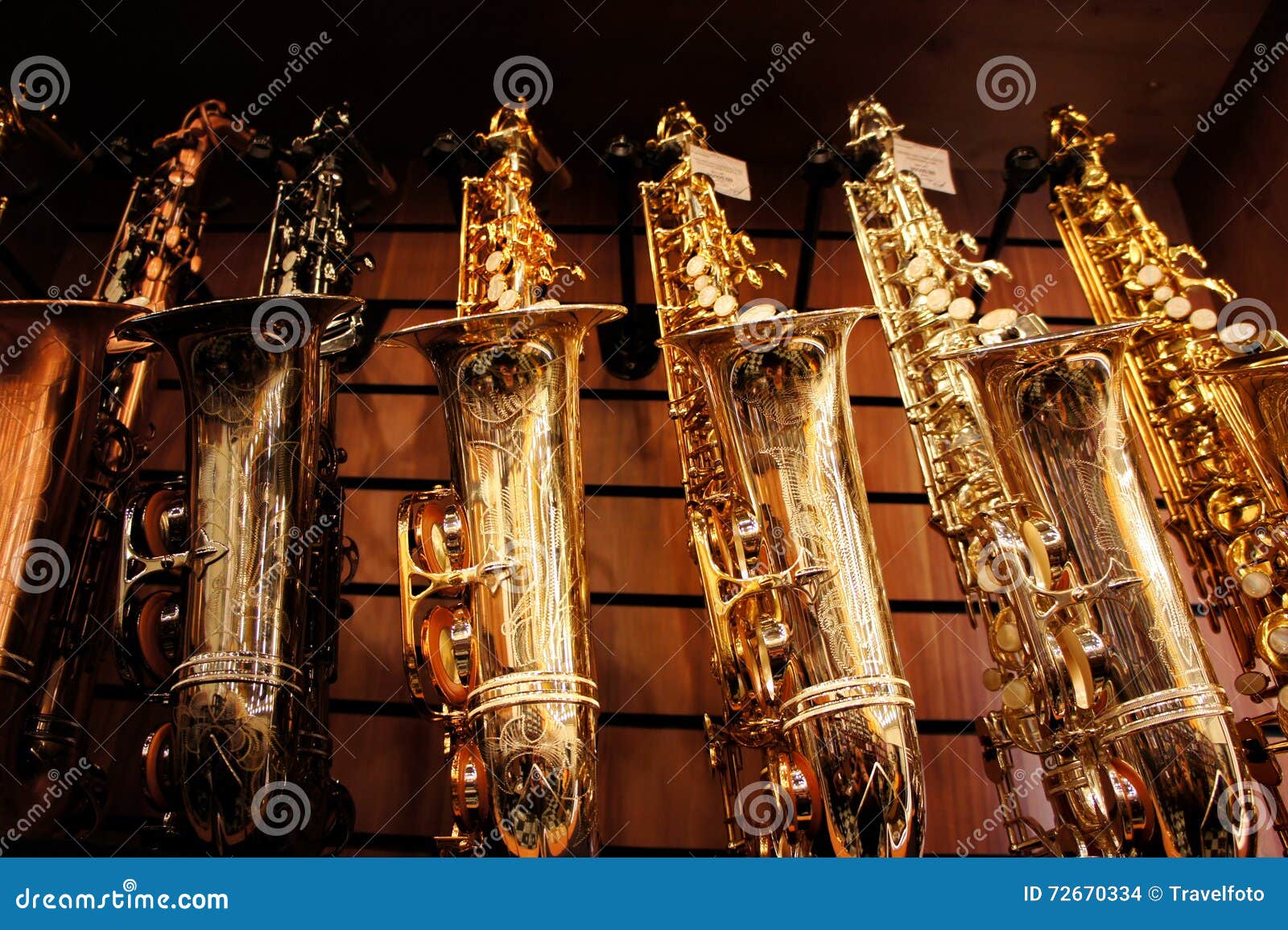 Saxophones in store 3 stock photo. Image of music, glitter 72670334