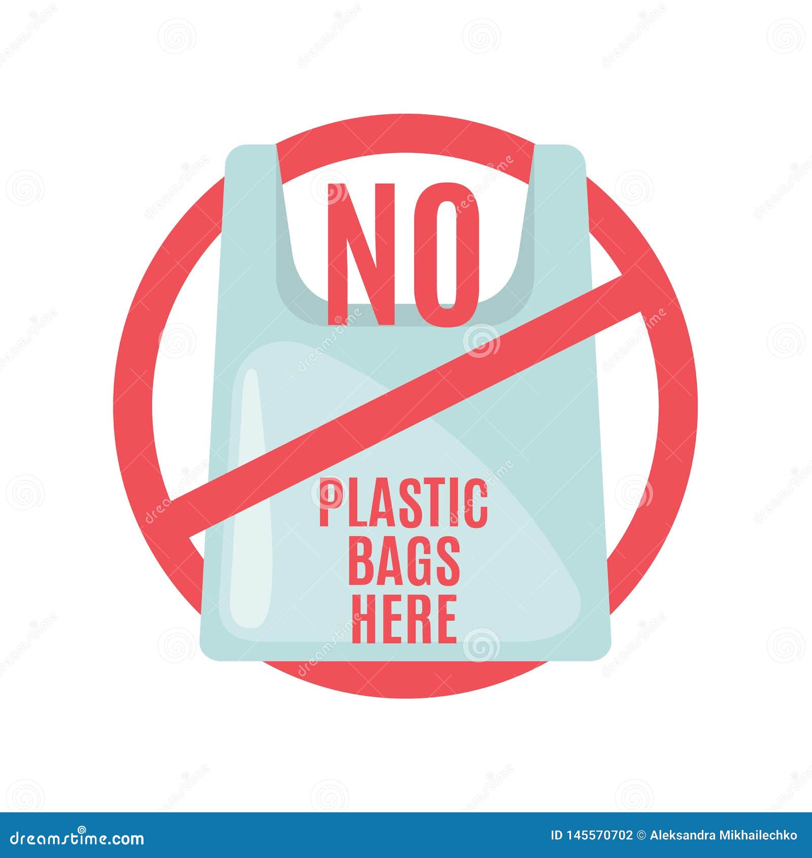 Download Say No To Plastic Bag Icon In Flat Style Stock Vector Illustration Of Green Forbidden 145570702