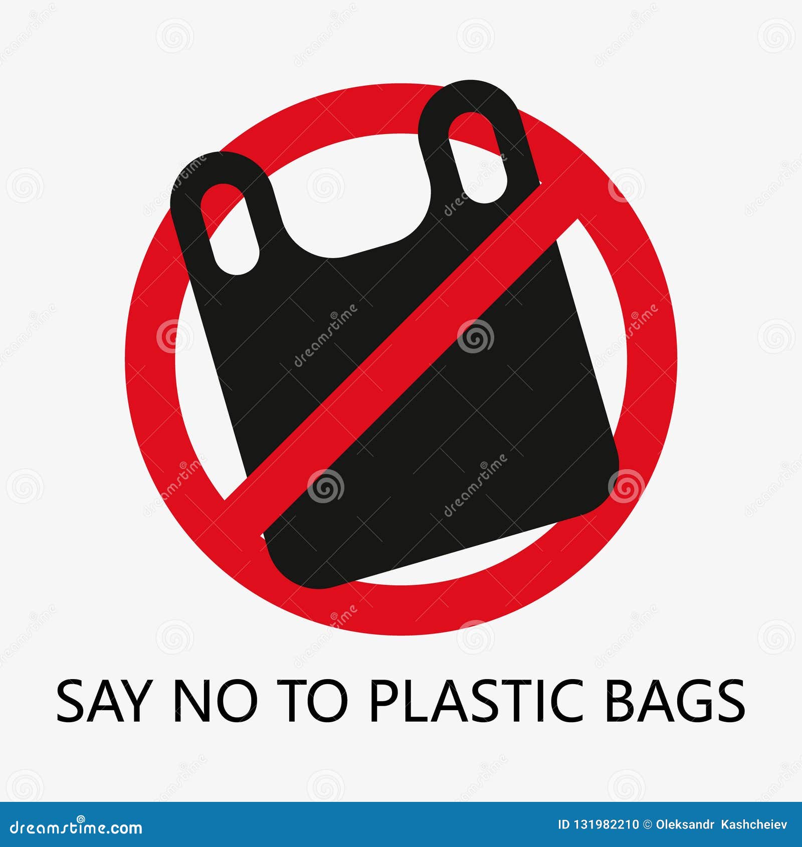 Say No To Plastic Bags. Cartoon Styled Images with Signage Calling for ...