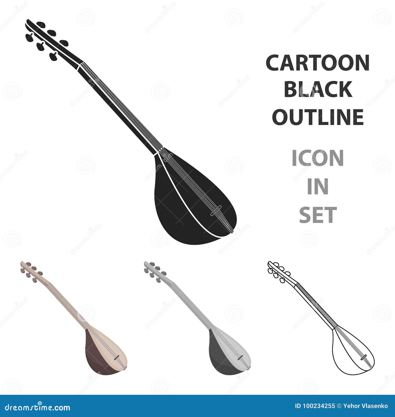 Flat turkish baglama saz Royalty Free Vector Image