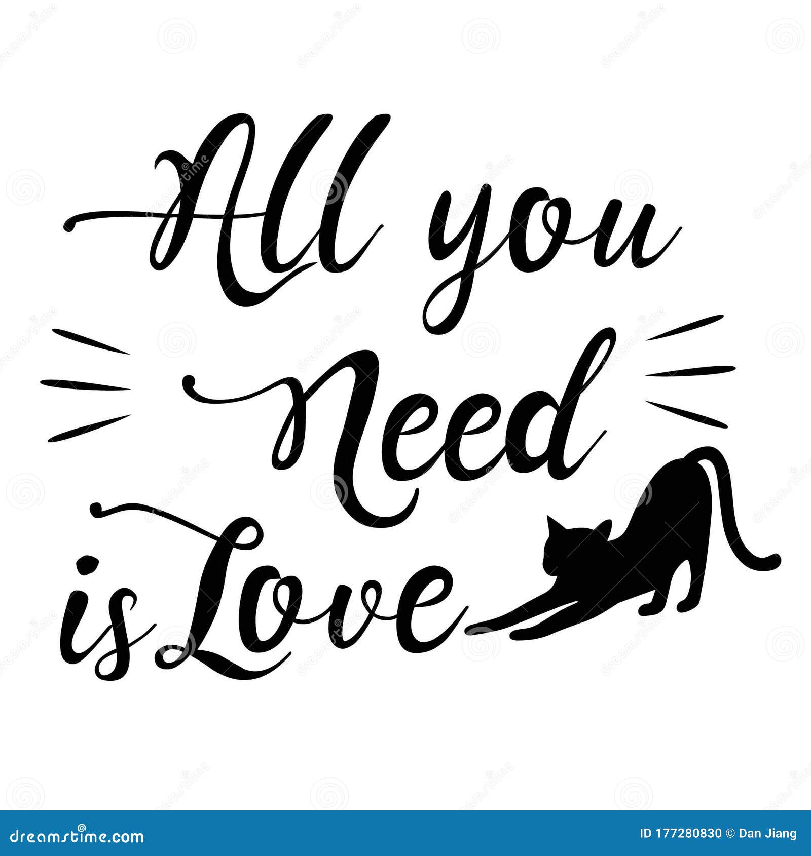 Cats Rule the World, Black and White Vector Graphics, English Phrases