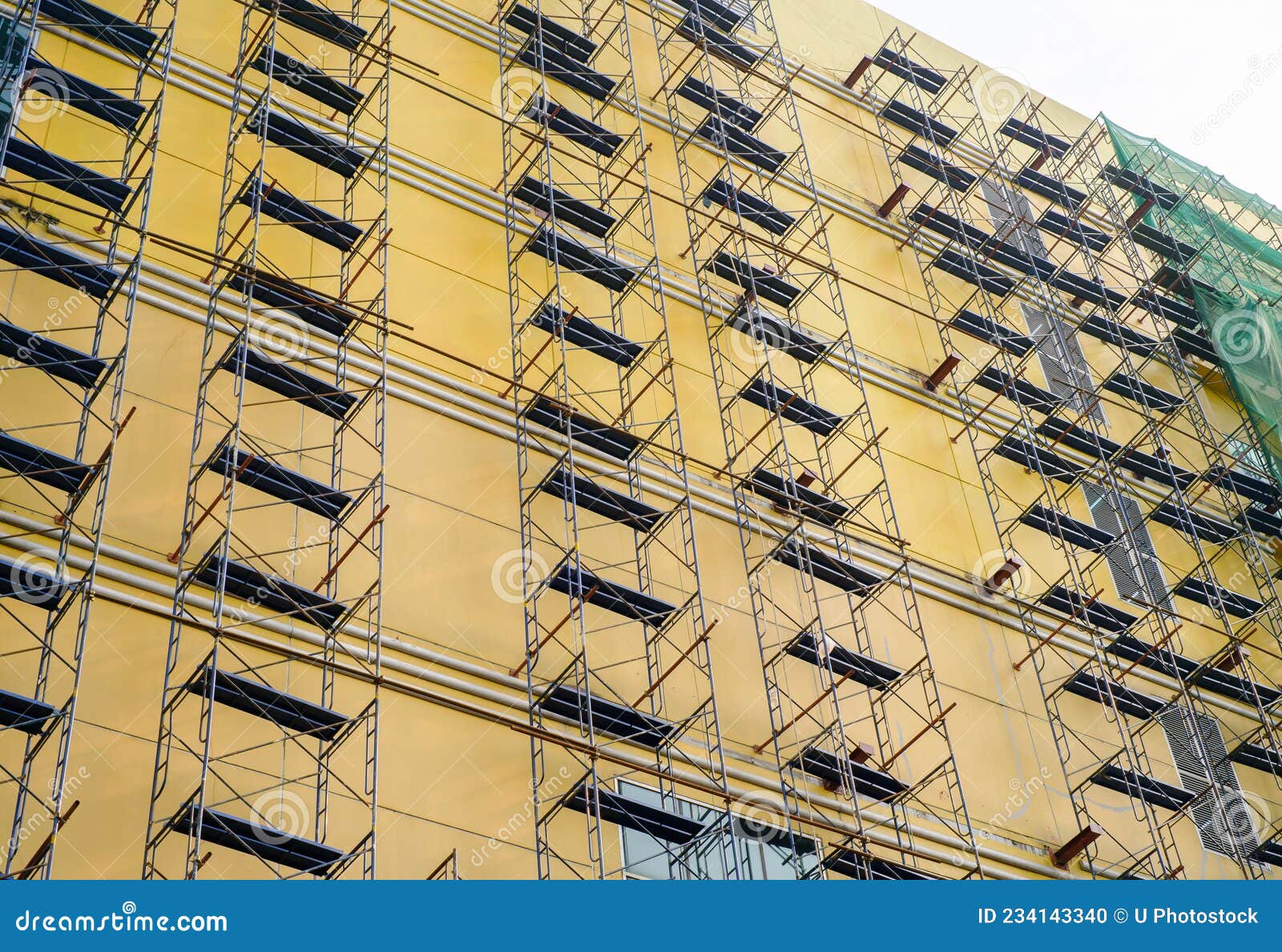 The Scaffolding Outdoor for Worker Renovate Building Stock Photo