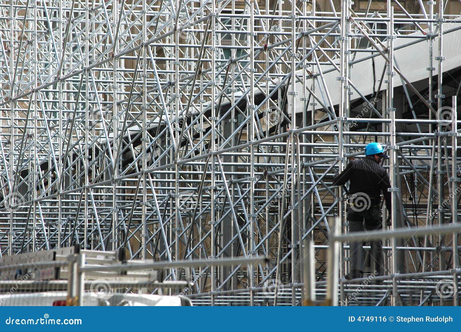 scaffolding and worker