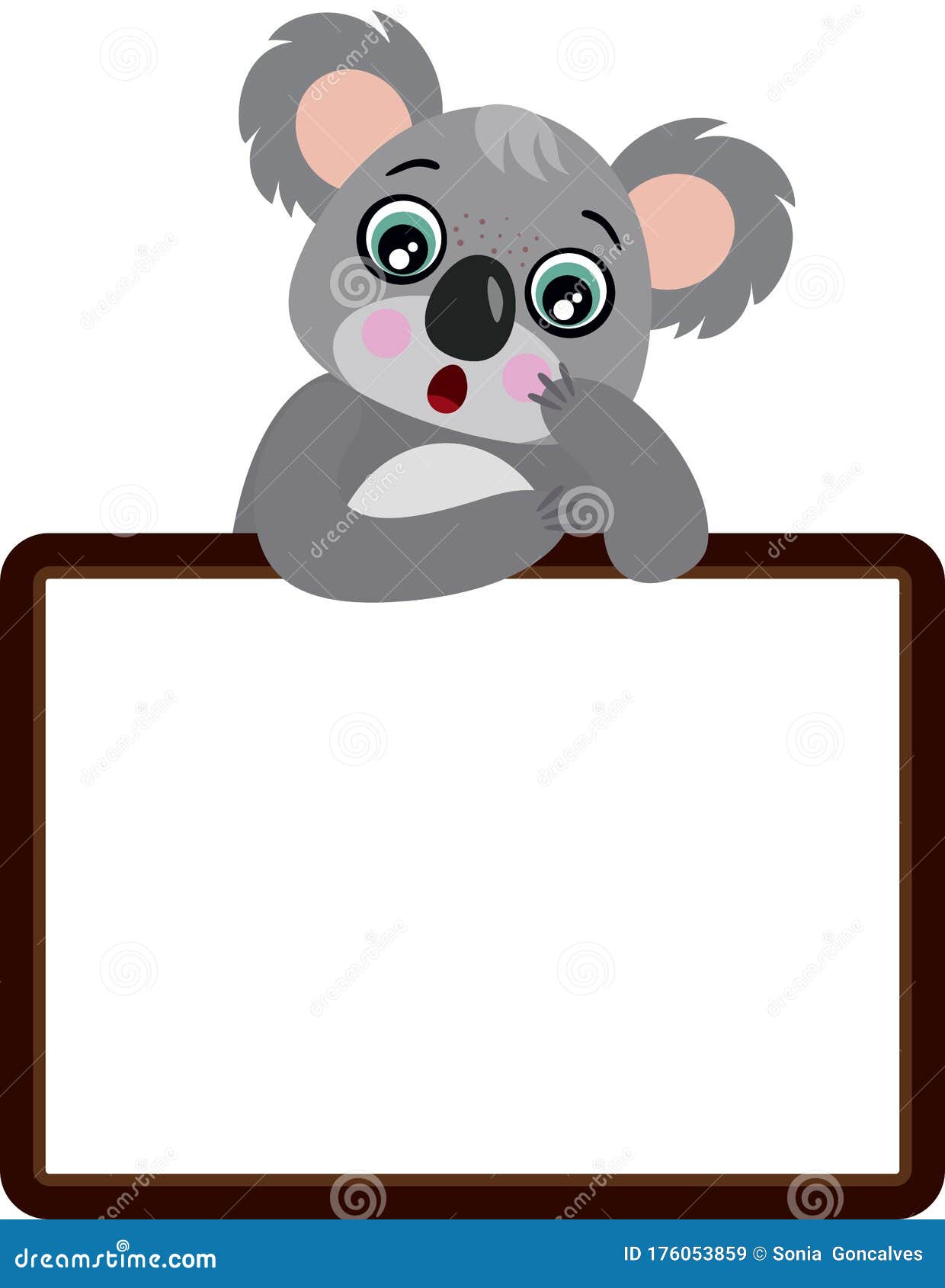 Surprise Cute Koala with Blank Frame Stock Vector Illustration of