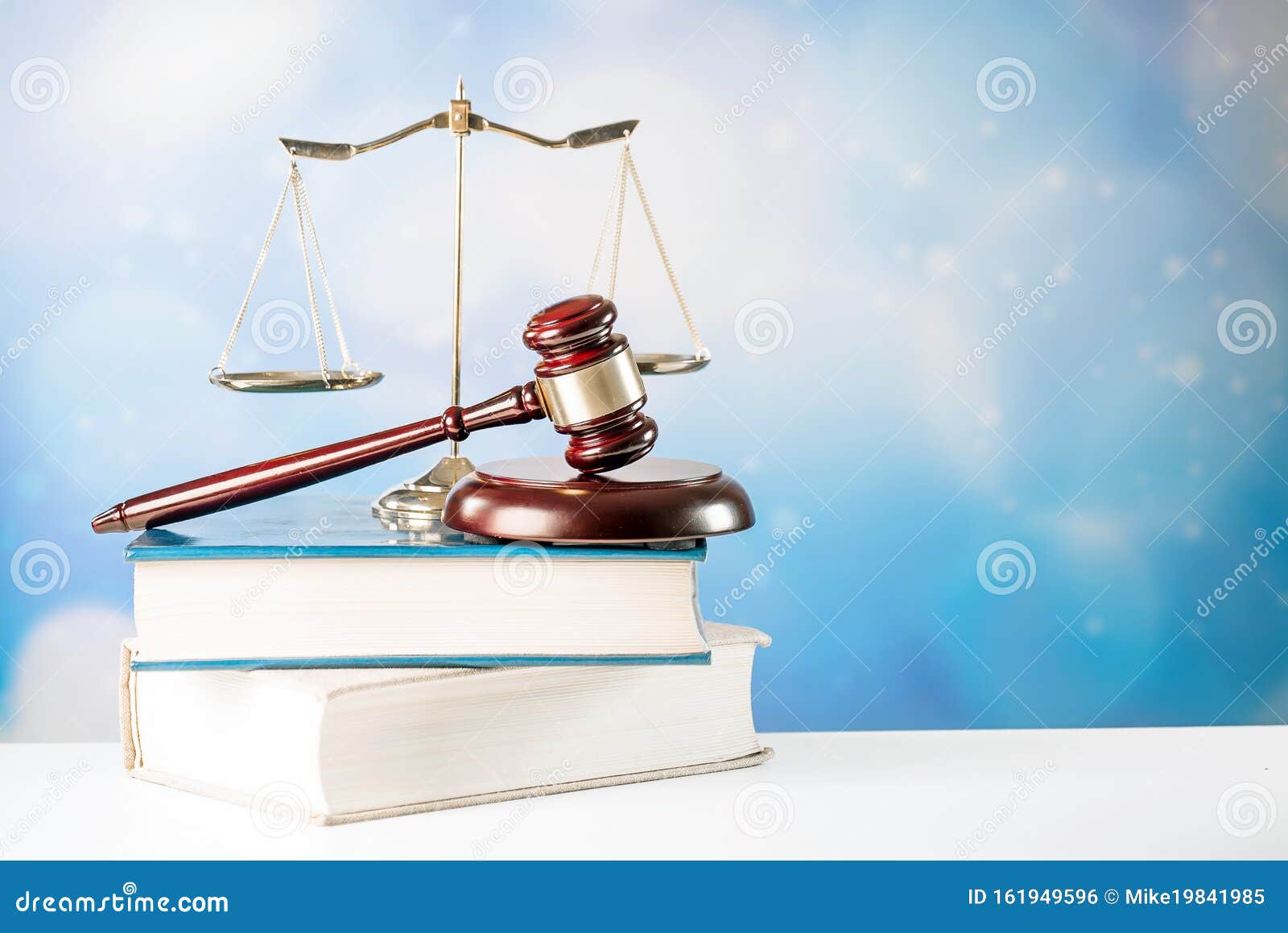 Scale Of Justice. Wooden Judge`s Gavel. The Criminal Law. Stock Photo