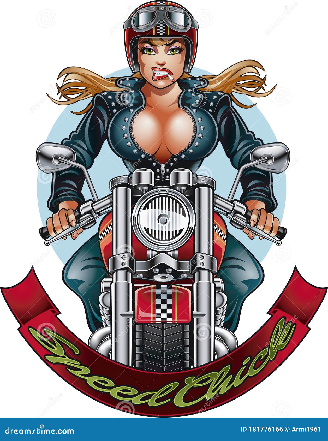 100 % scaleable  image of beautiful woman driving on a motorcycle
