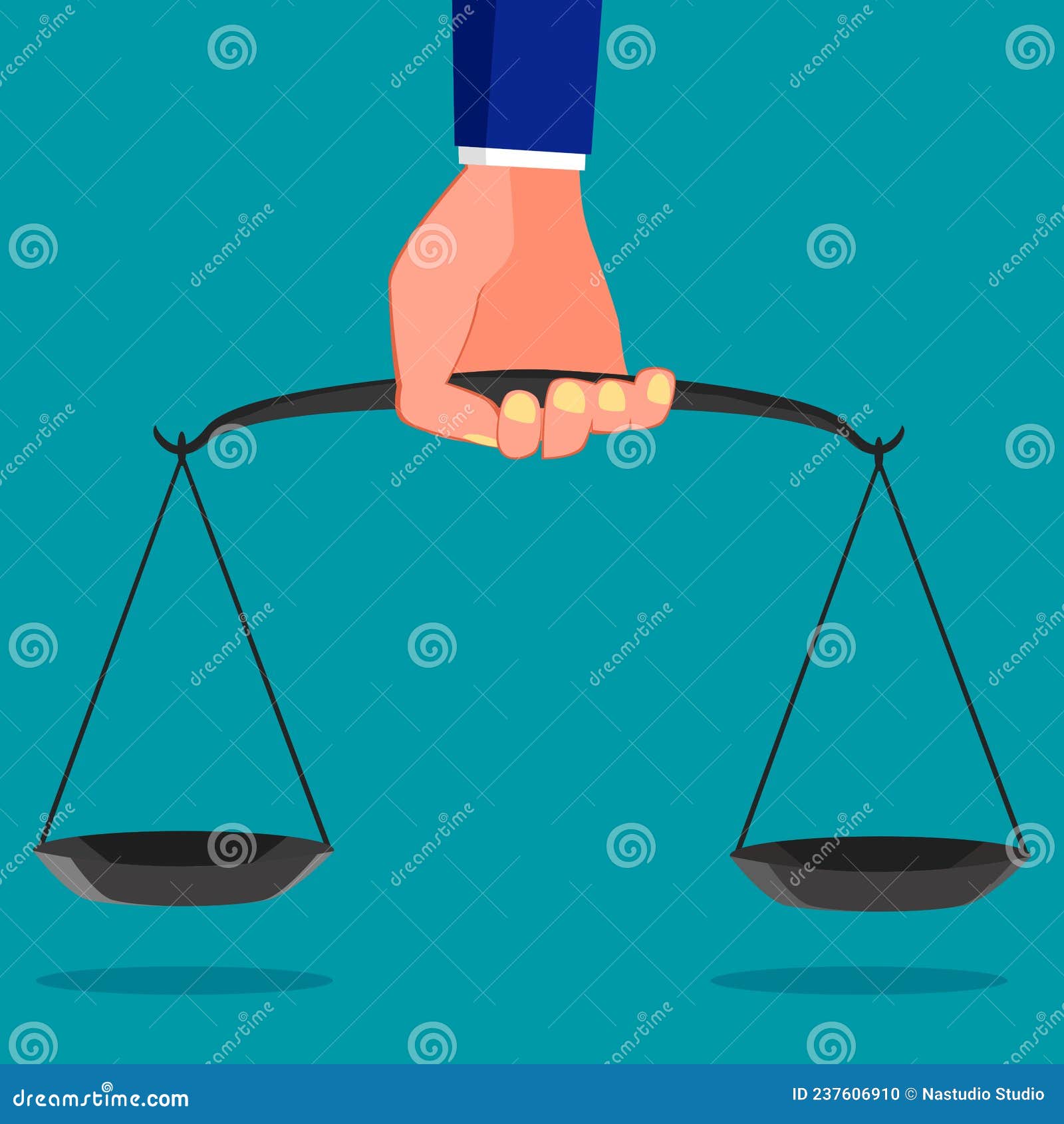 Scales Hold Judges in Hand. Concept of Justice. Vector Stock Vector