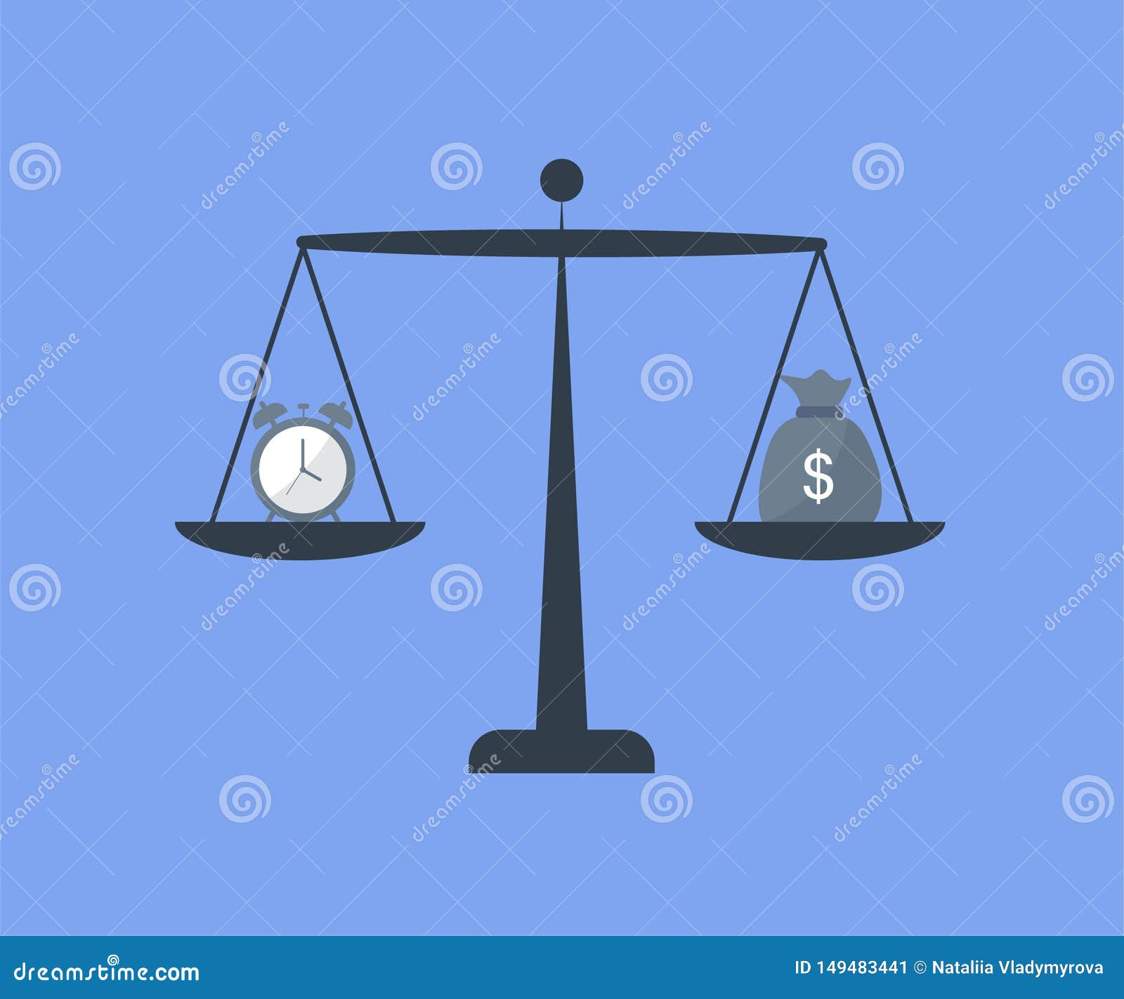 Scales with Hours and Money Stock Vector Illustration of justice