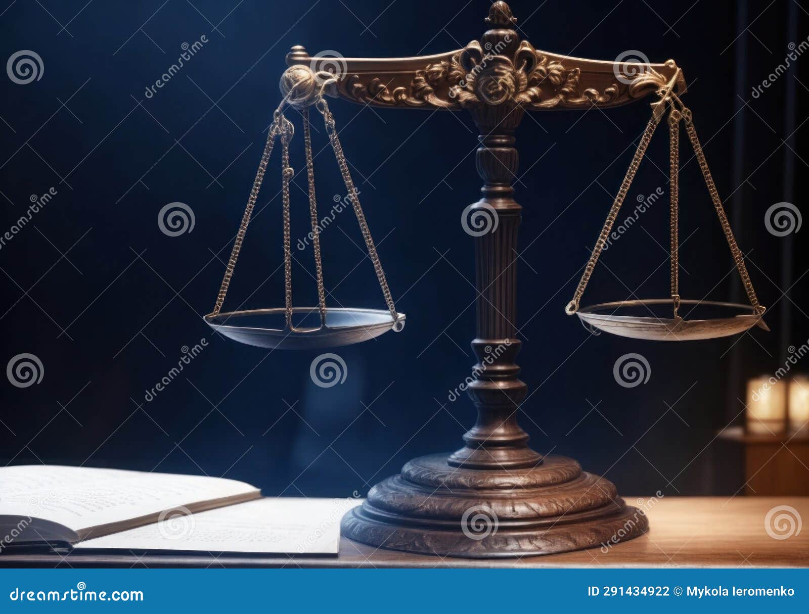The Scales of Justice Stand on a Dark Background Stock Illustration