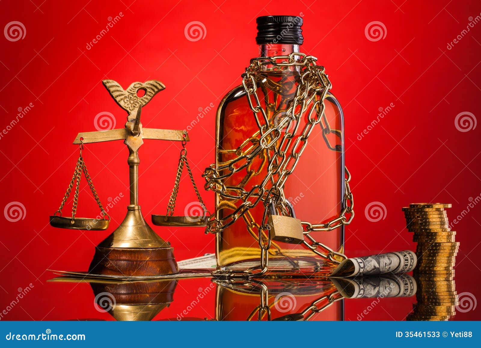 Scales of Justice and Whisky Bottle Stock Image Image of drunk, bocal