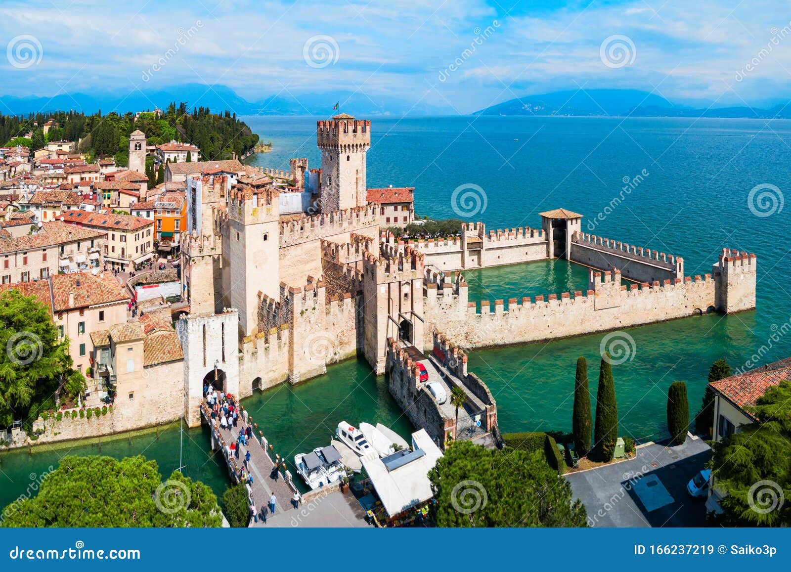 Scaligero Castle Aerial View, Sirmione Stock Image - Image of building ...