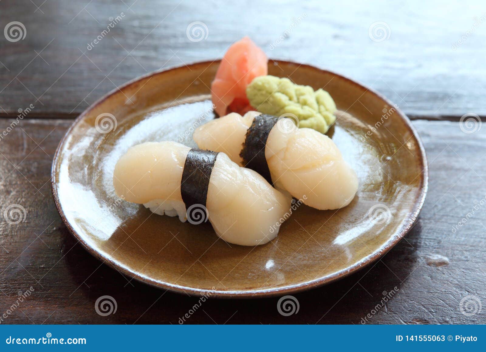 Scallop sushi stock image. Image of caviar, diet, calamari 141555063