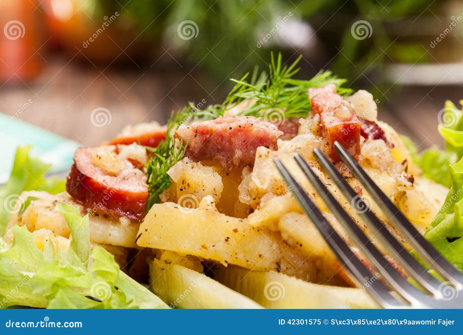 Scalloped Potatoes with Sausage and Bacon Stock Image Image of