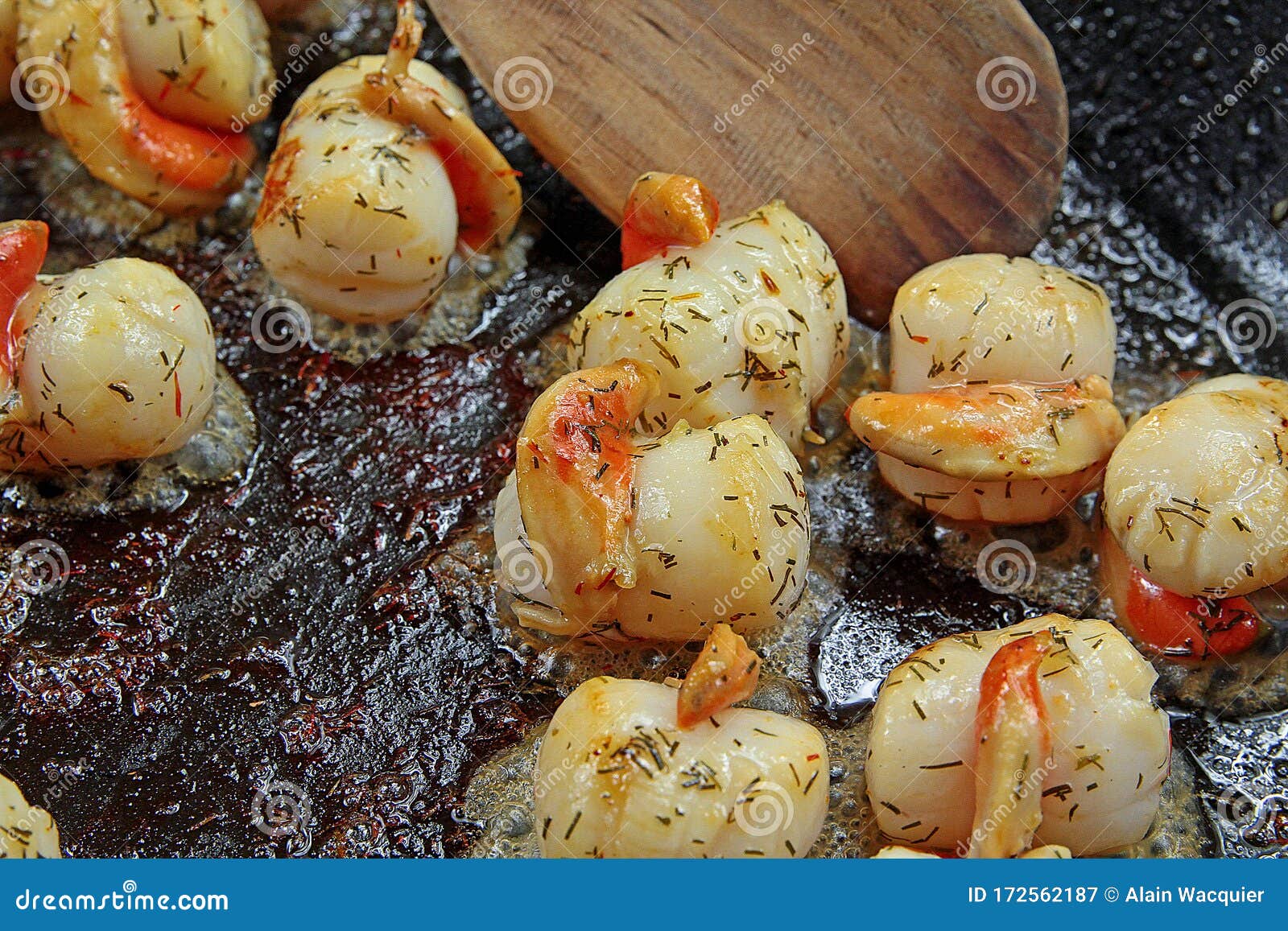 Scallops cooking stock image. Image of fish, shellfish 172562187