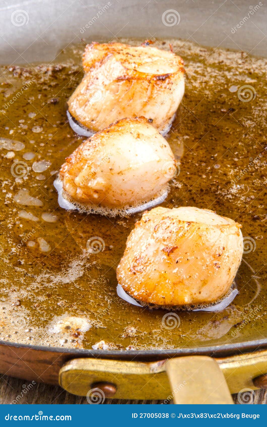 Scallops are Fried with Butter Stock Photo Image of queen, gourmet