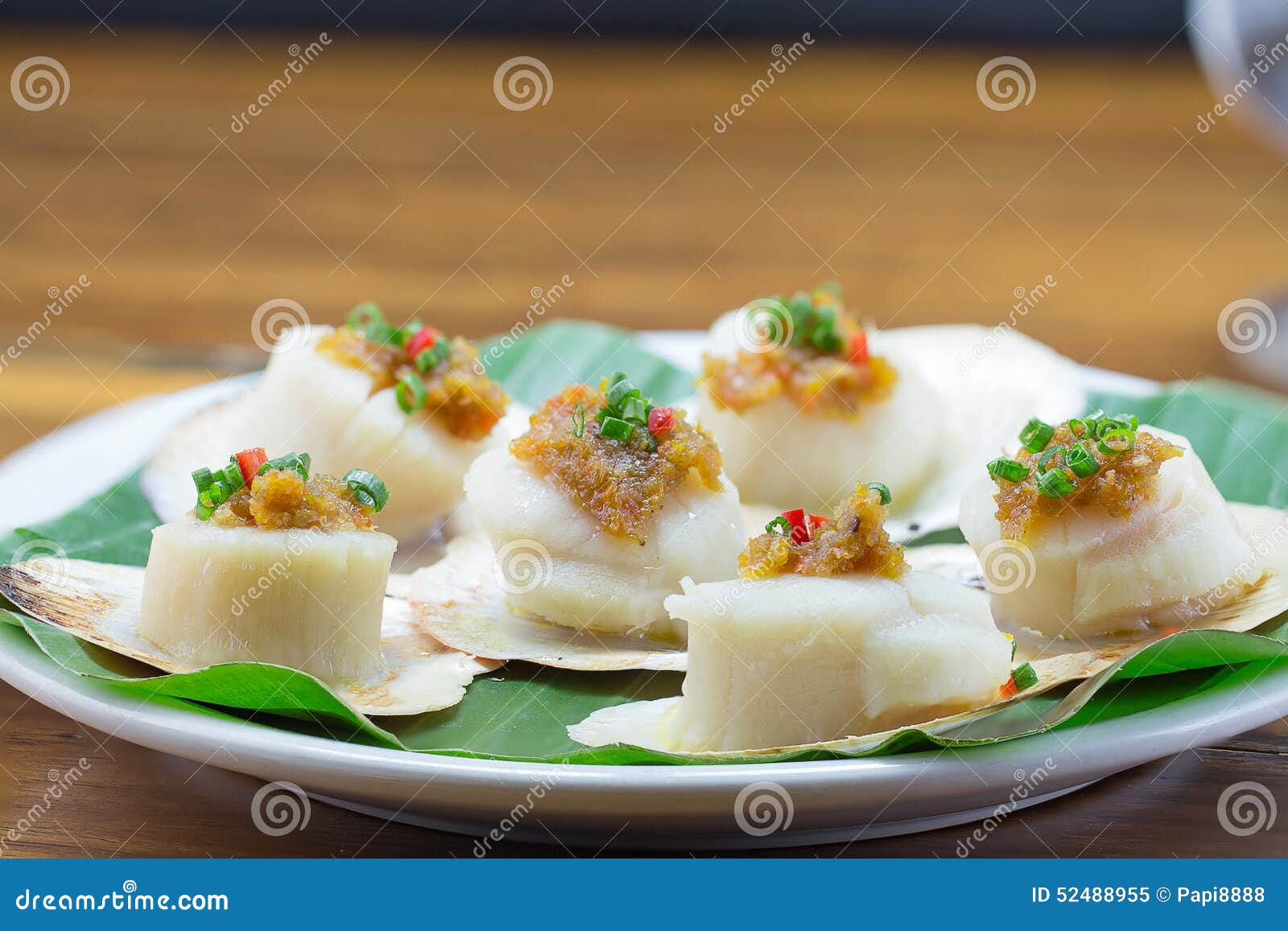 Scallops Shells with Thai Basil Pesto Stock Image Image of flesh