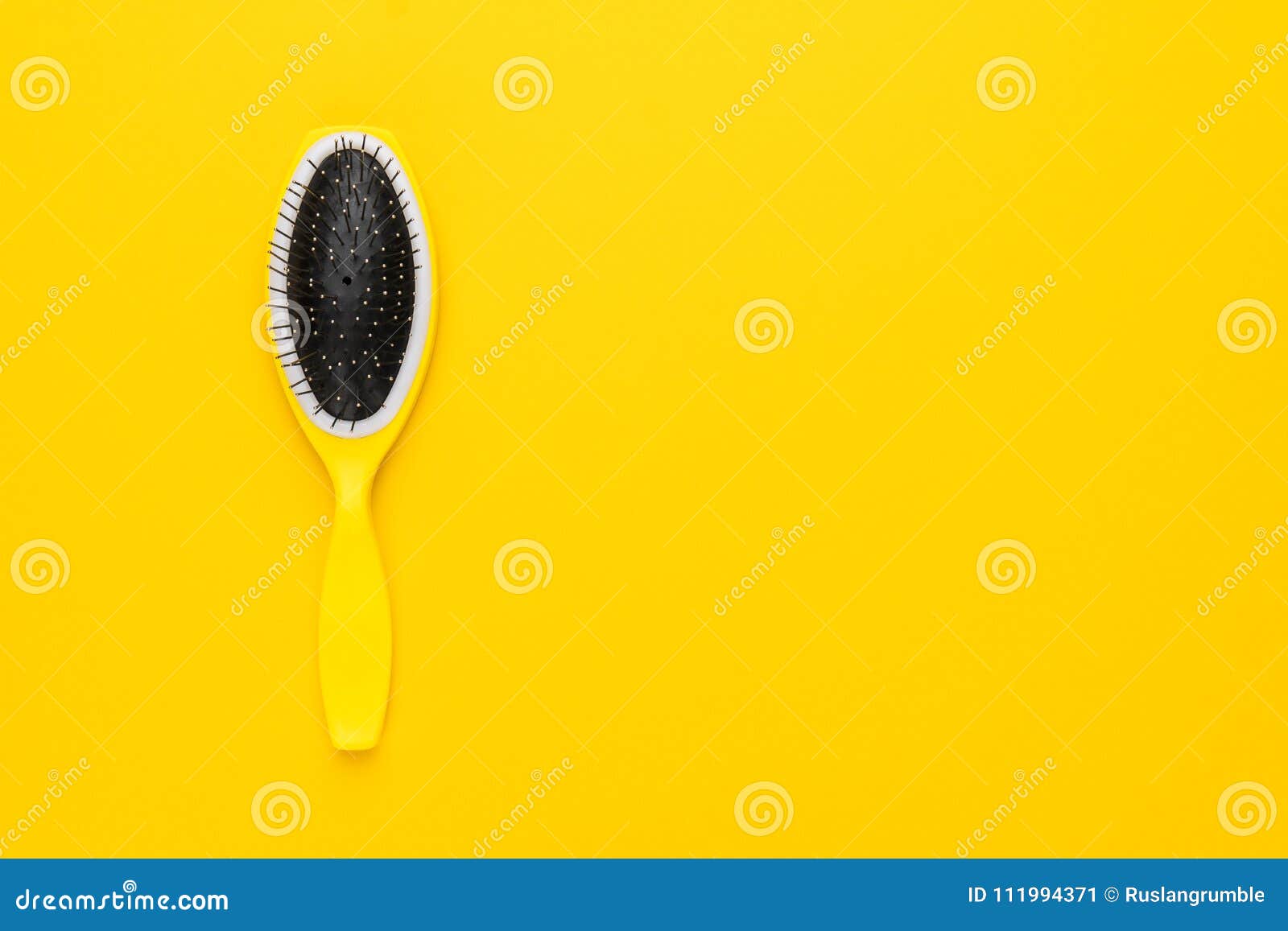 Scalp Massage Comb On The Yellow Background With Copy Space Stock Image 
