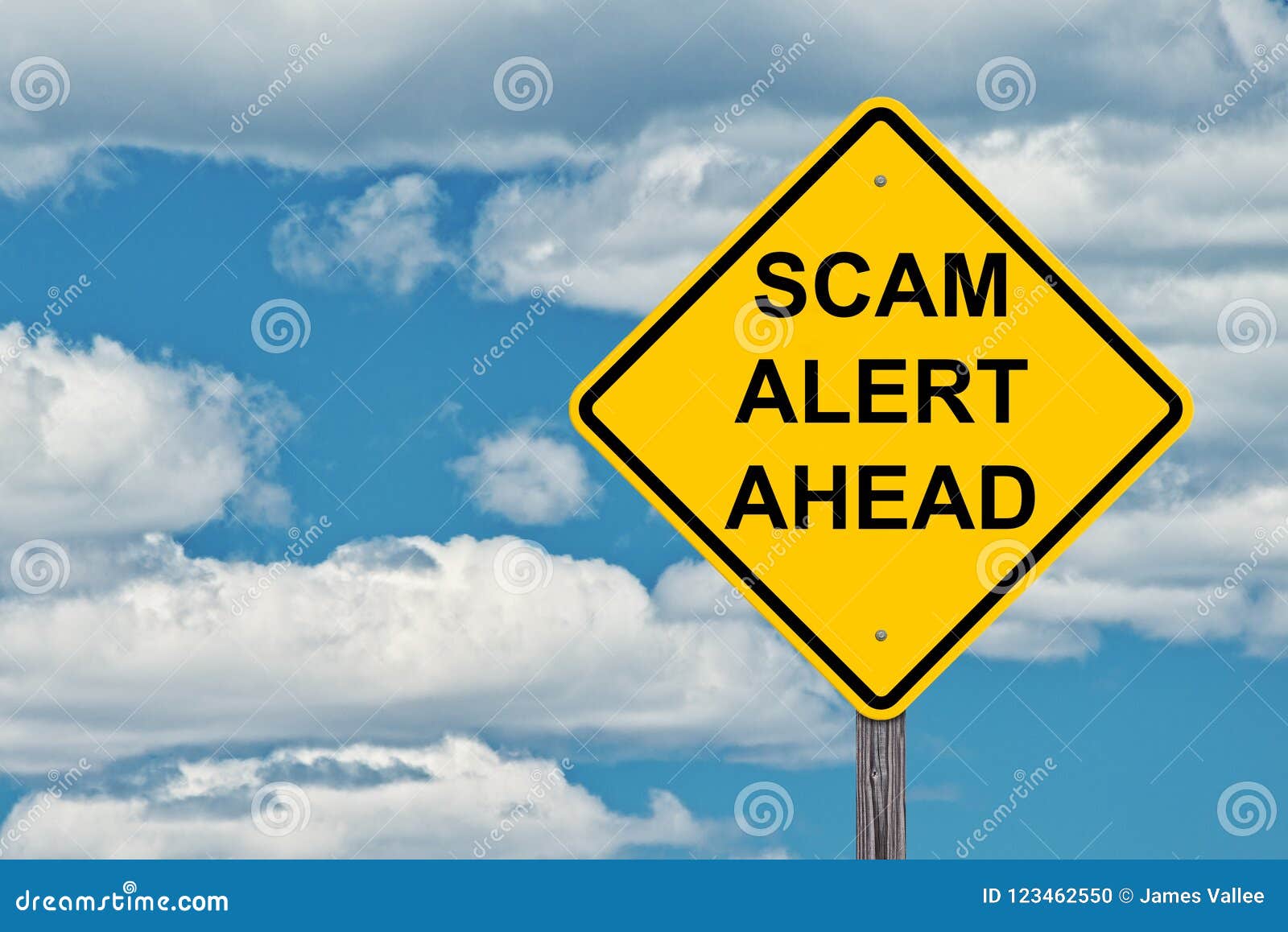 scam alert ahead caution sign