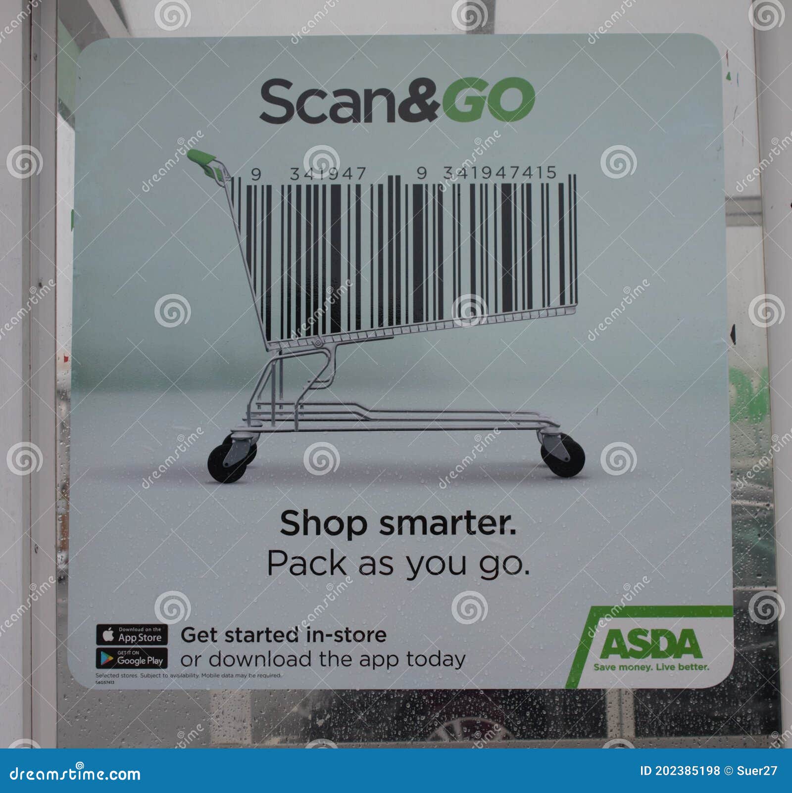 Scan and Go Shop Smarter, As You Go Sign with a Shopping Trolley Barcode Editorial Stock Photo - Image of harder, instore: 202385198