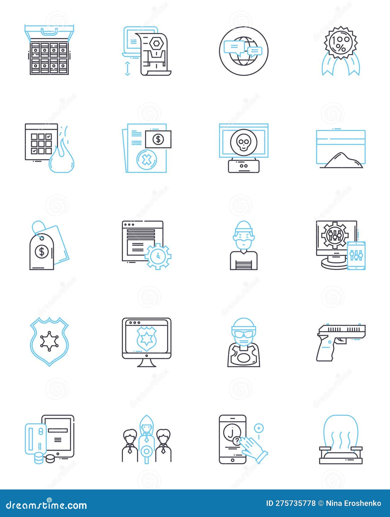 scandalous behavior linear icons set. infidelity, betrayal, illicit, deceit, immoral, sinful, corrupt line  and