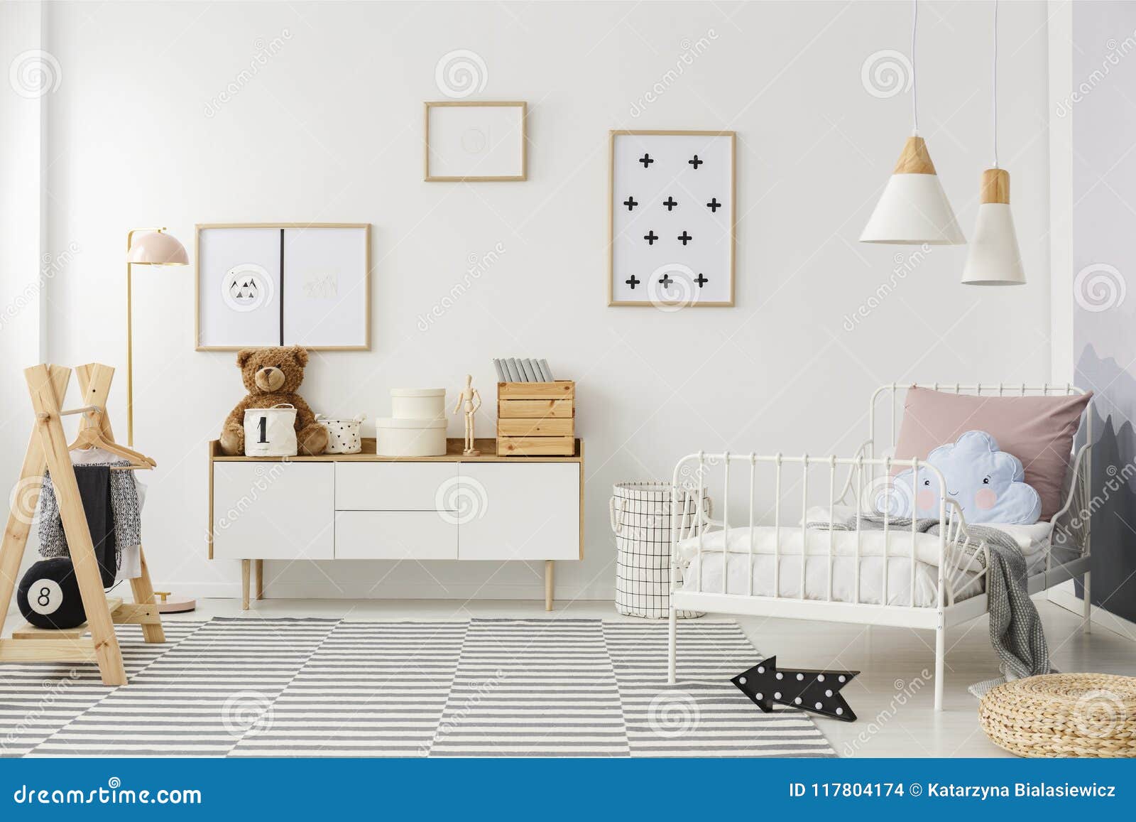 scandi kid`s bedroom interior