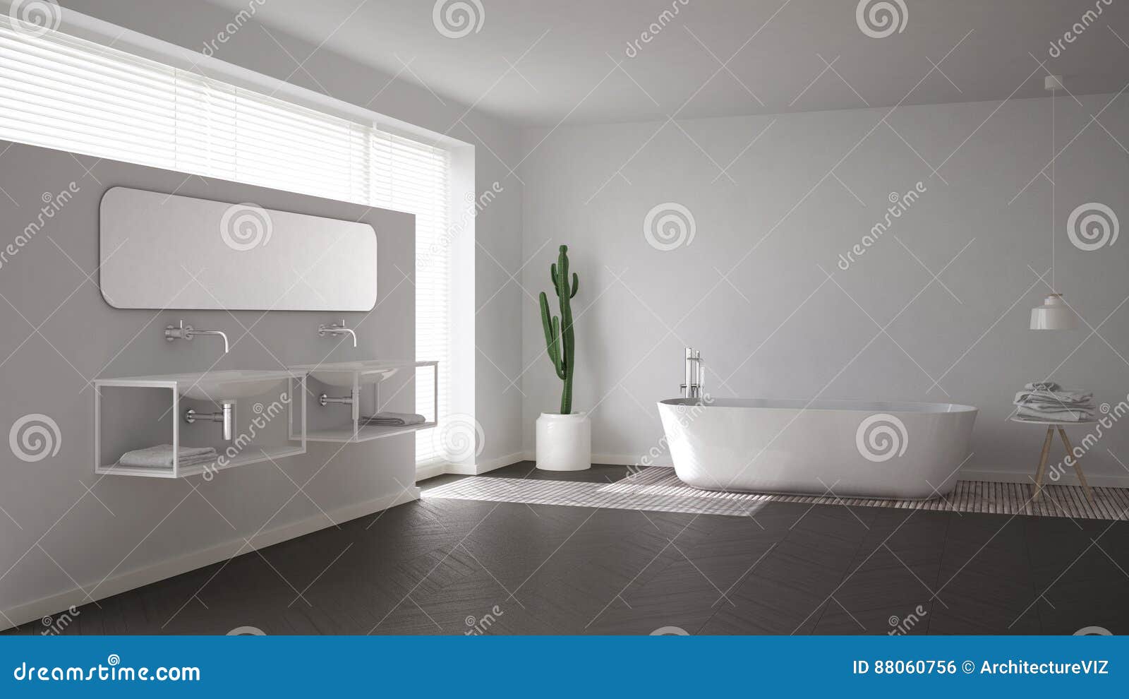 Scandinavian Bathroom, White Minimalistic Interior Design Stock Photo ...