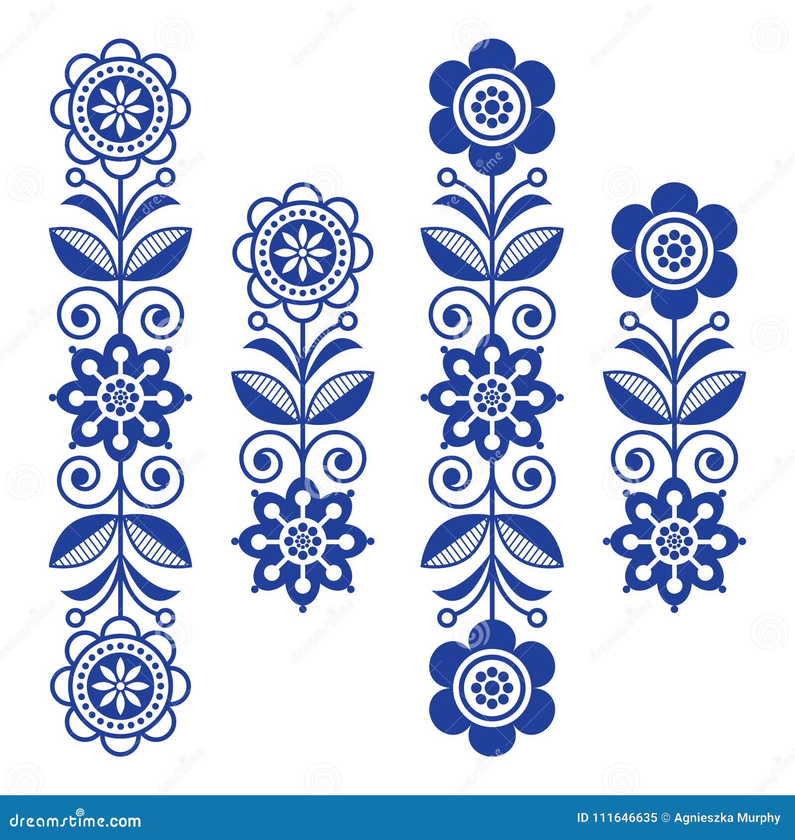 Scandinavian Floral Design Elements, Folk Art Patterns - Long Stripes Stock  Illustration - Illustration of background, inspiration: 111646635