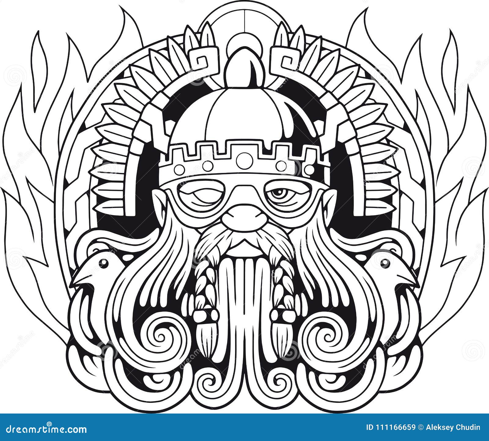 Odin Norse God of War and of the Dead and Ravens Circle Retro Black and White Svg-Odin SVG-Cut File-DXF-jpg-png
