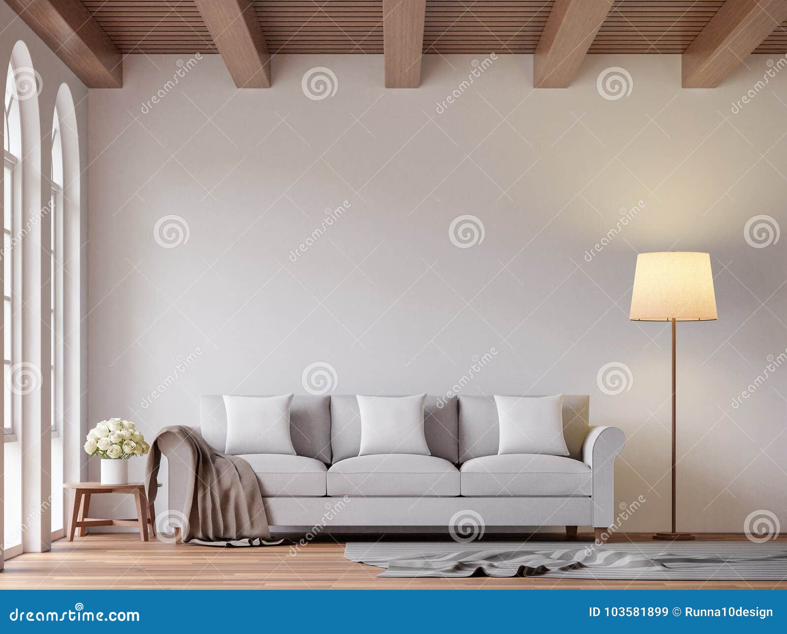 scandinavian living room 3d rendering image