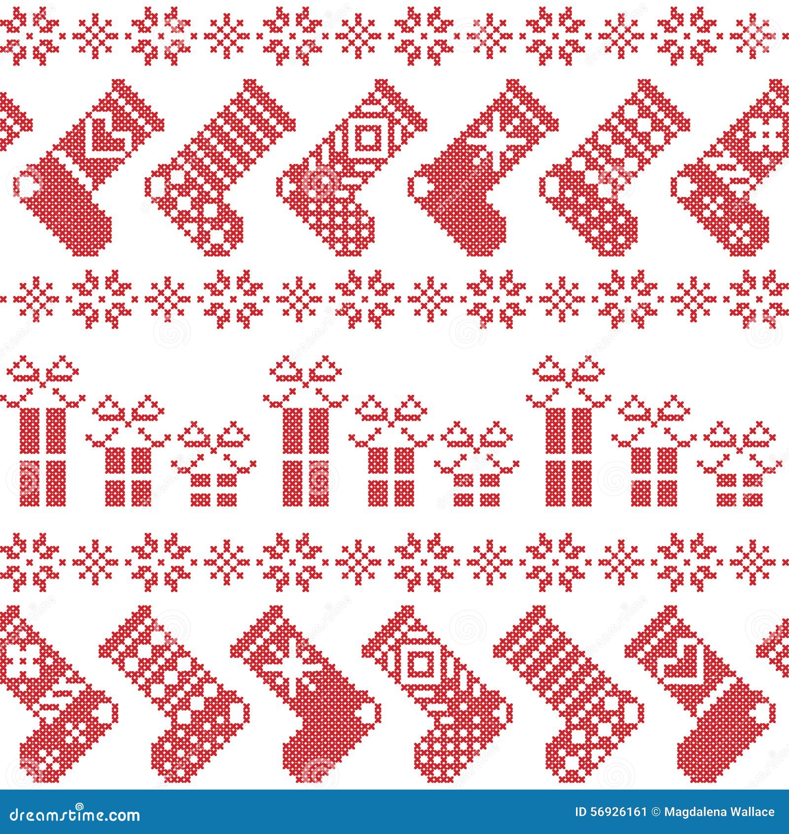 Scandinavian Nordic Christmas Pattern With Stockings 