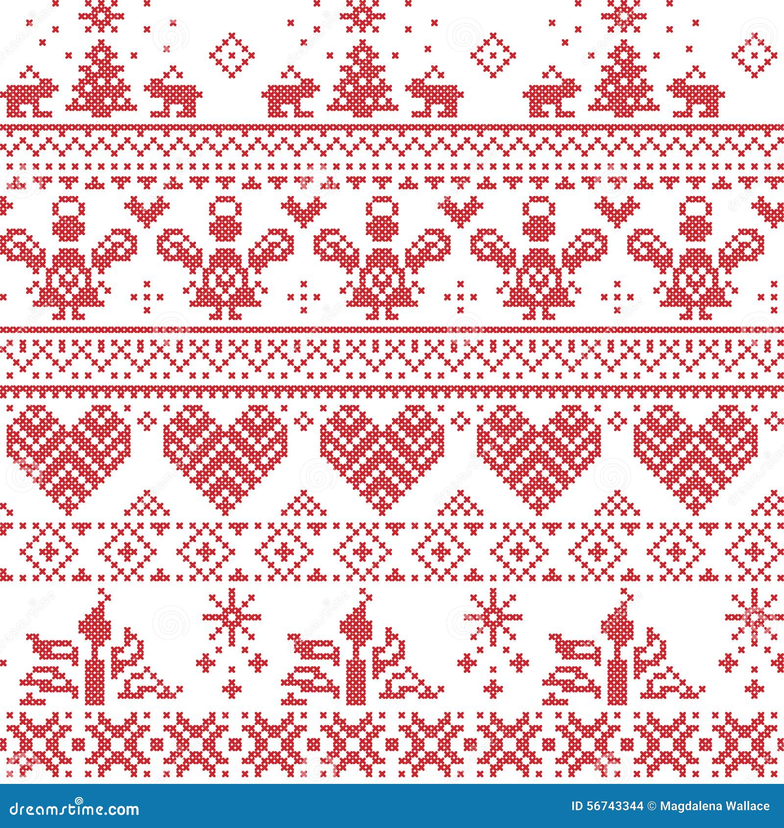 X3 Scandi Xmas Tree Decorations Angel Reindeer Cross Stitch Chart 