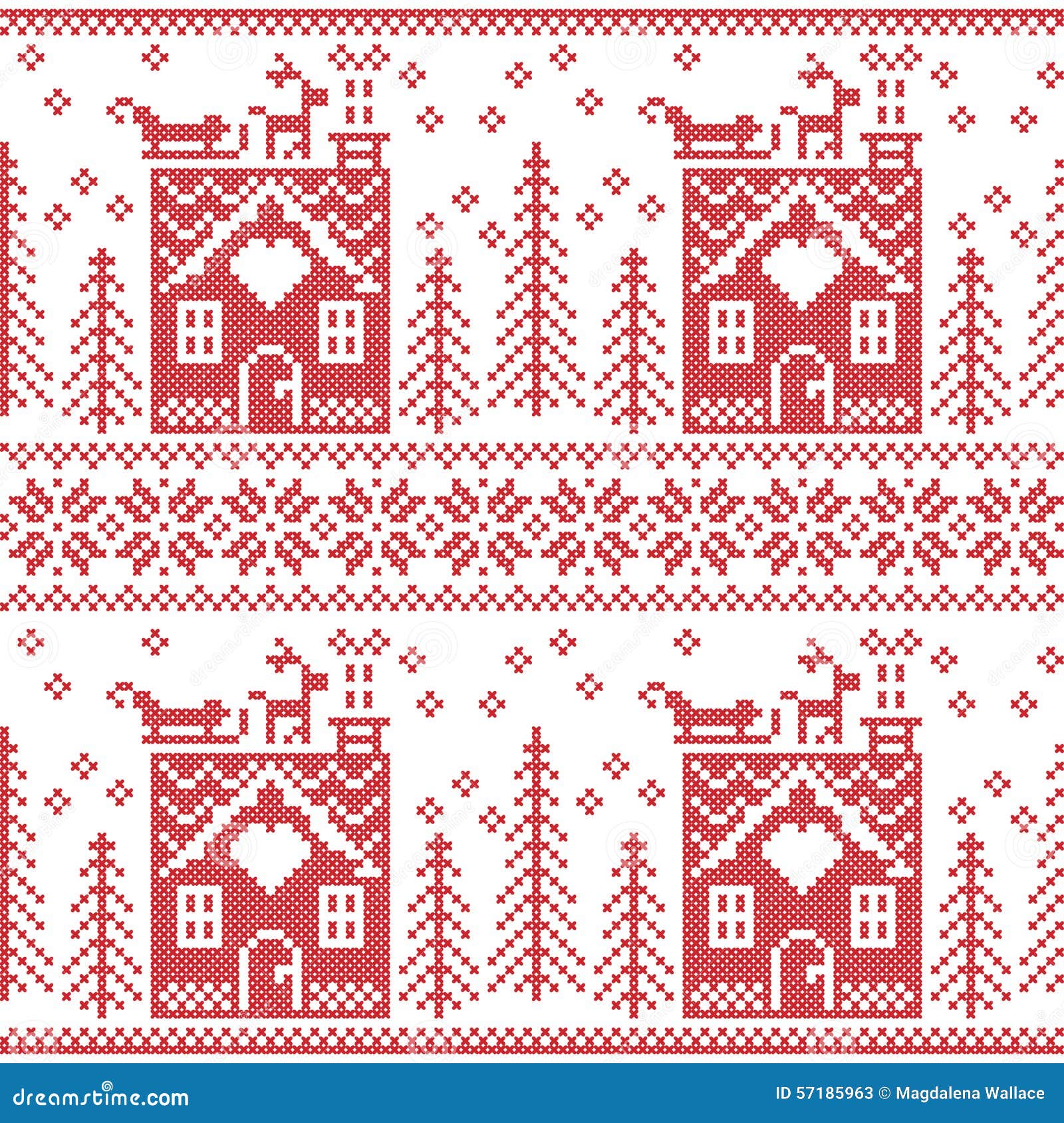 Scandinavian Nordic Christmas Seamless Pattern With Ginger 