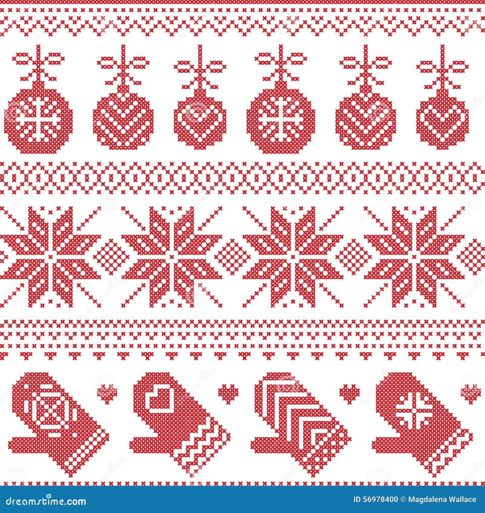 Scandinavian Nordic Seamless Christmas Pattern With Xmas 