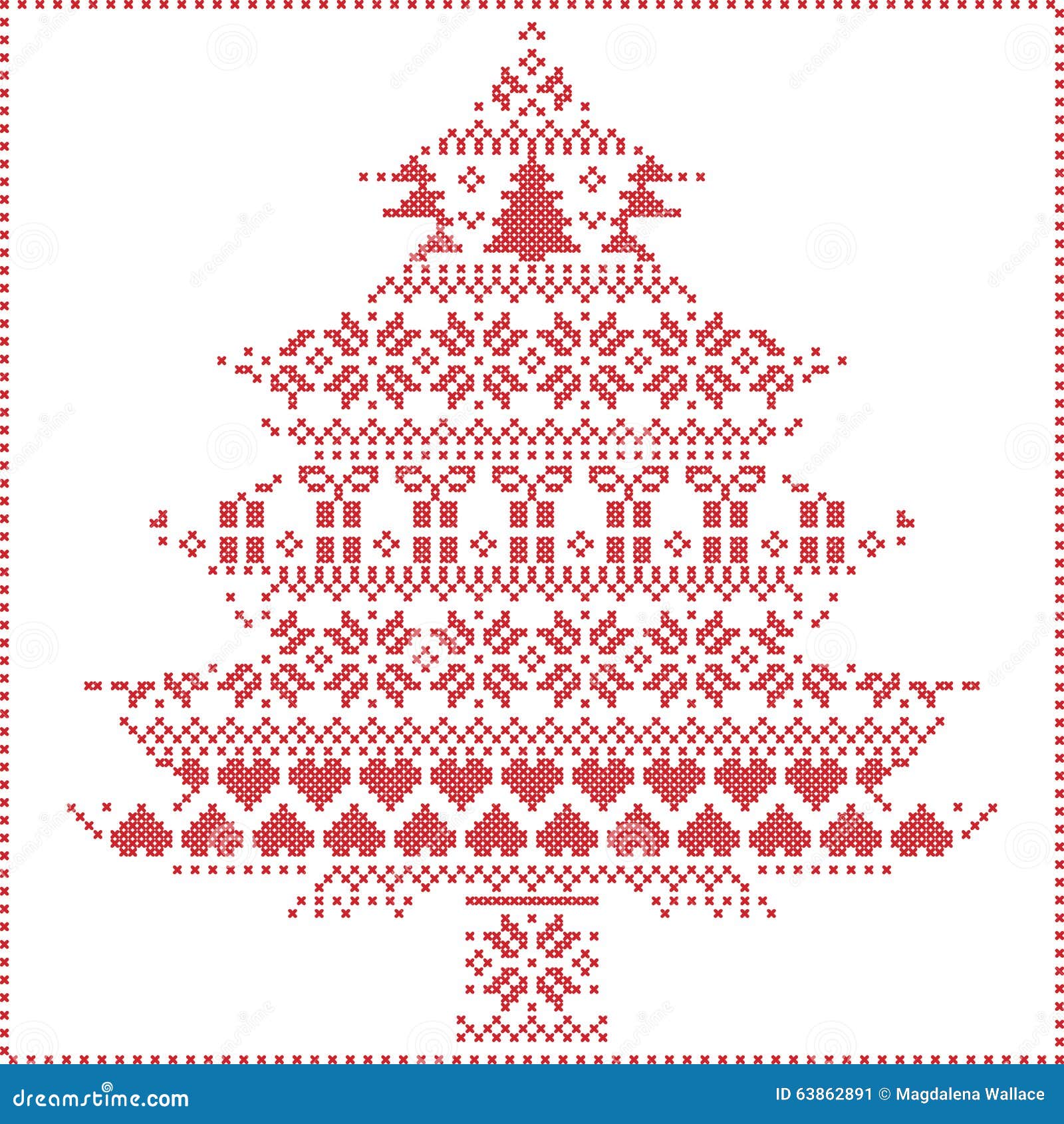scandinavian nordic winter stitching knitting christmas pattern