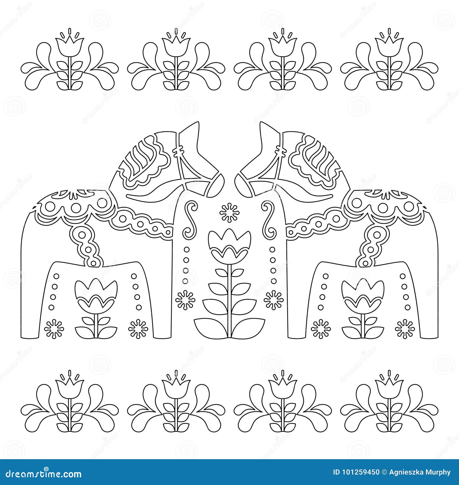 Scandinavian Outline Vector Design, Swedish Dala or Dalecarlian Horse