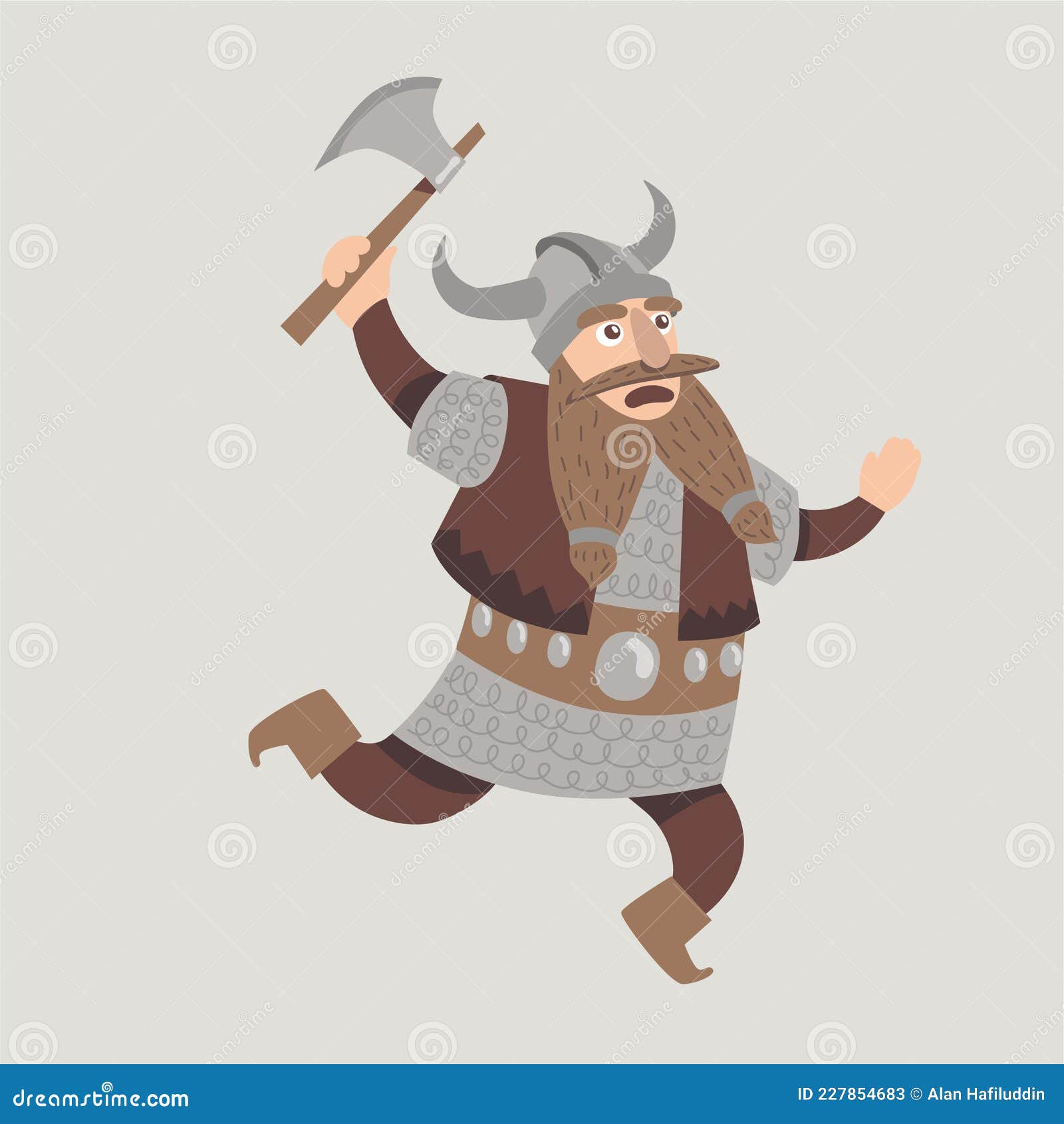 Scandinavian Viking Medieval Cartoon Character Vector Stock Vector