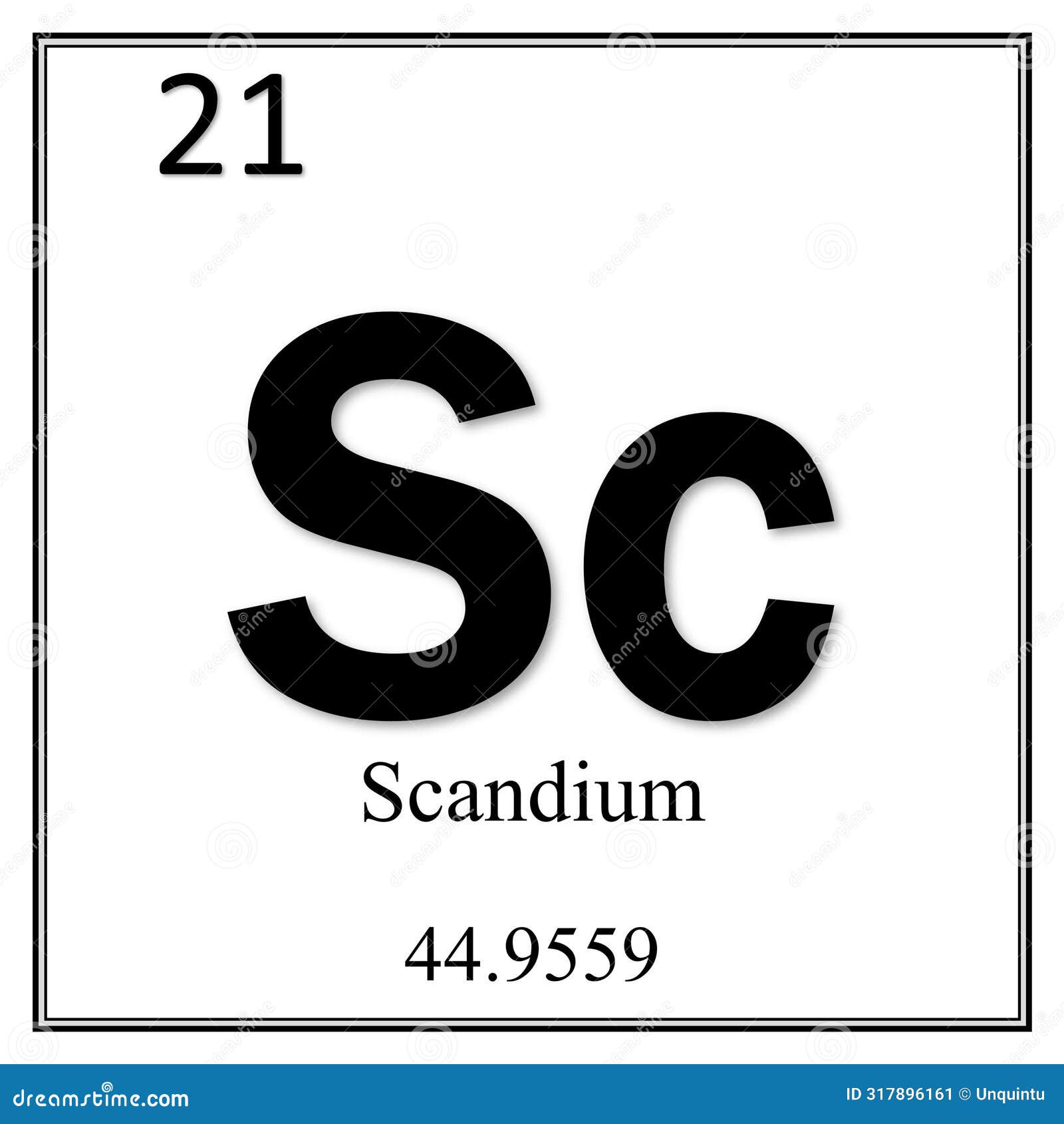 scandium chemical   on white background