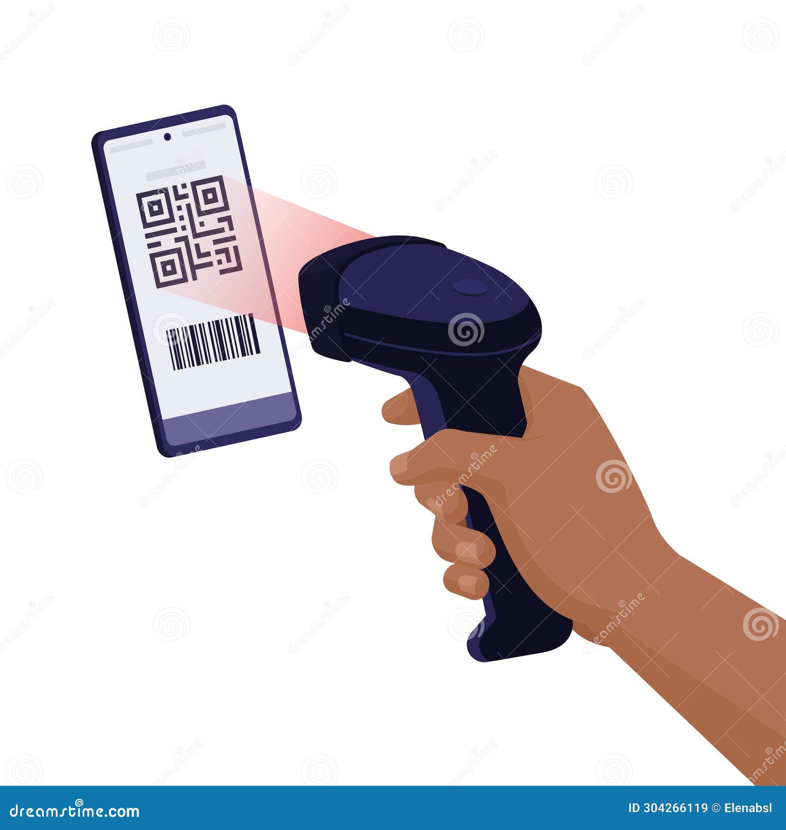 Scanner Recognizing a QR Code Stock Vector - Illustration of merchant