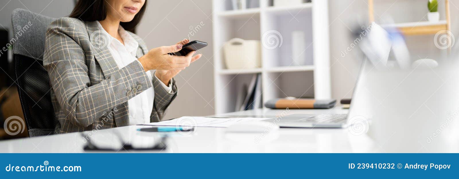 Scanning Remote Deposit Check Document Using Phone Stock Photo Image
