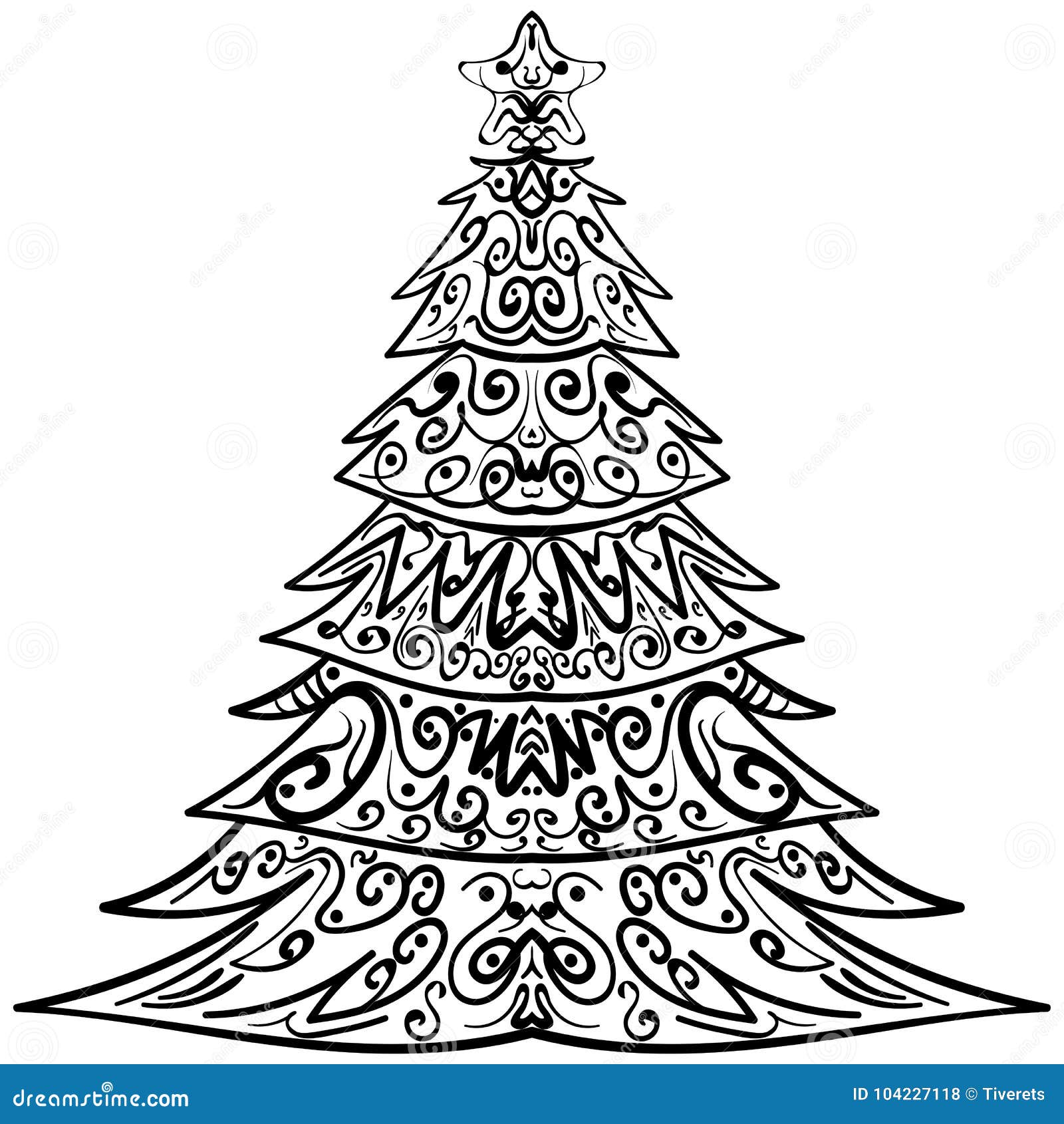 Scarabocchio Decorativo Dellalbero Di Natale Di Zentangle