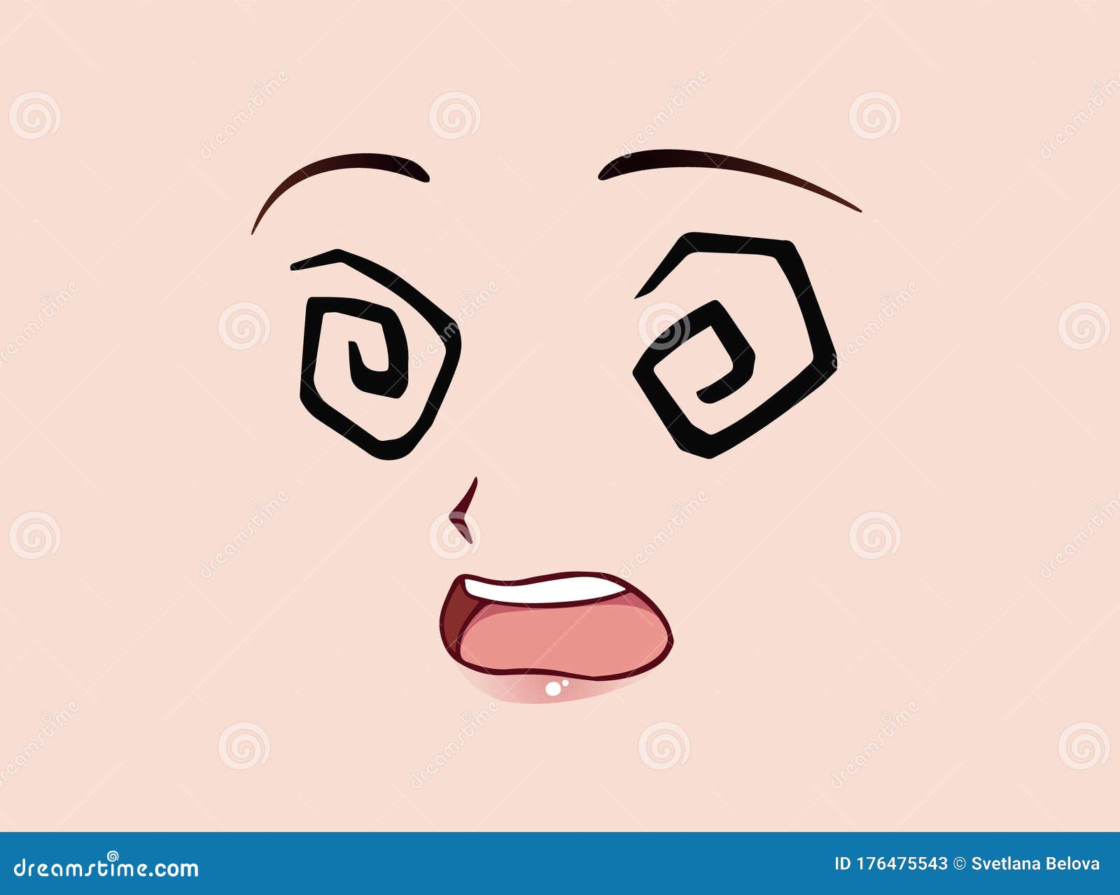 Scared Anime Face. Manga Style Funny Eyes, Little Nose and Kawaii Mouth  Stock Vector - Illustration of japanese, drawn: 176475543