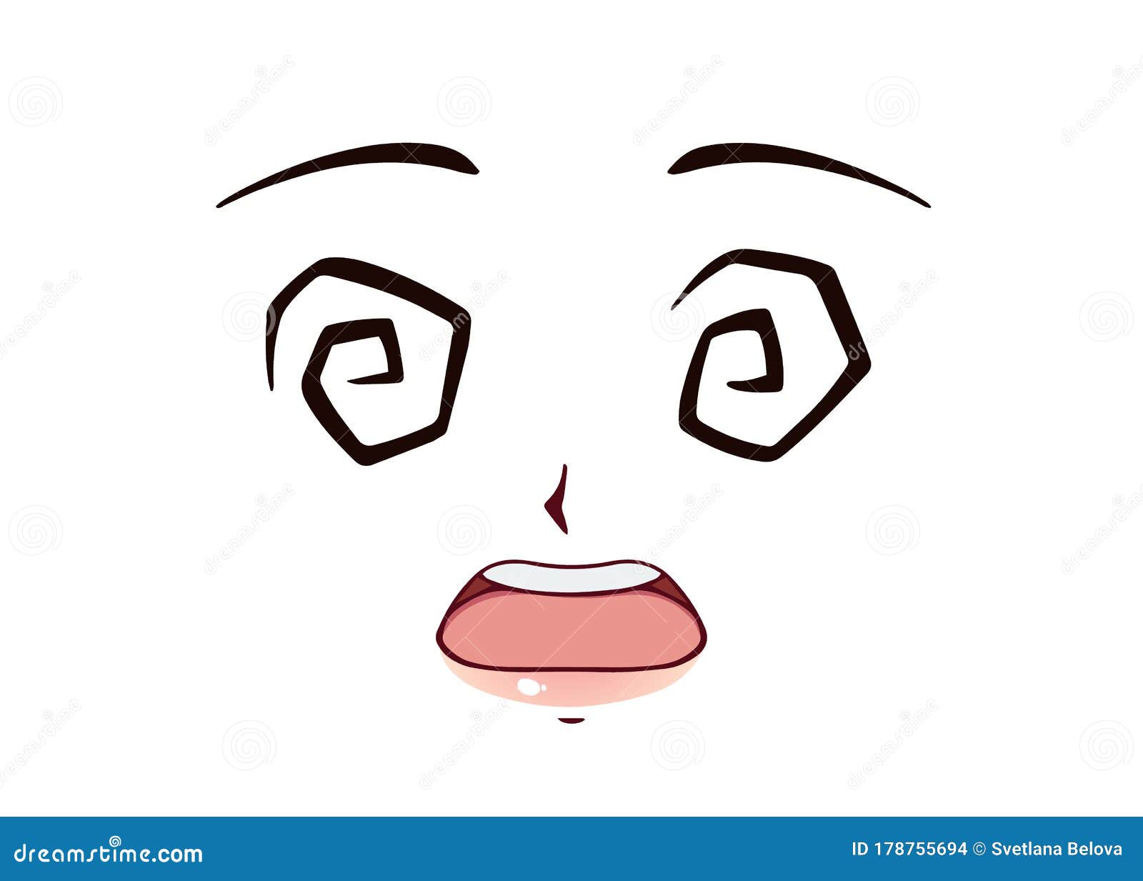 Scared Anime Face Manga Style Funny Eyes Stock Vector 