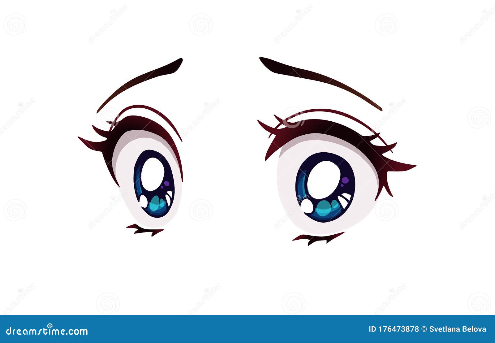 Premium Vector  Scared anime face manga style big blue eyes little nose  and kawaii mouth hand drawn vector cartoon illustration