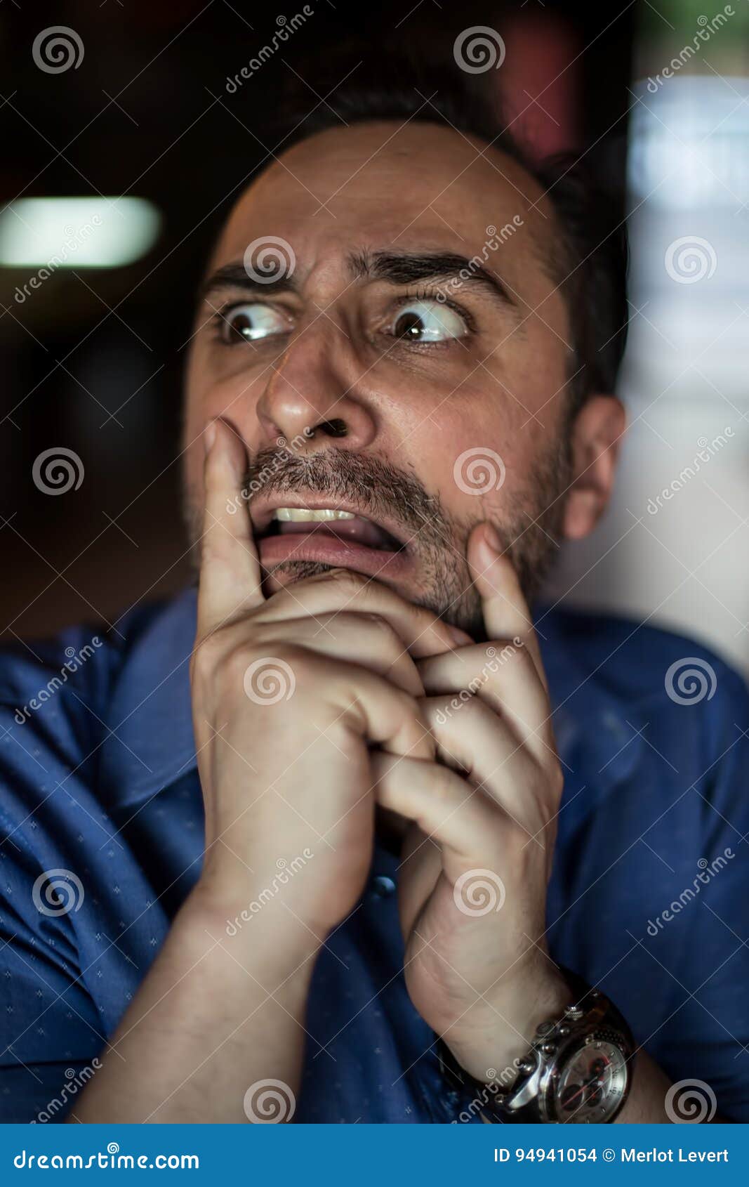 Scared Bearded Man Screaming with Frustration Stock Photo - Image of ...
