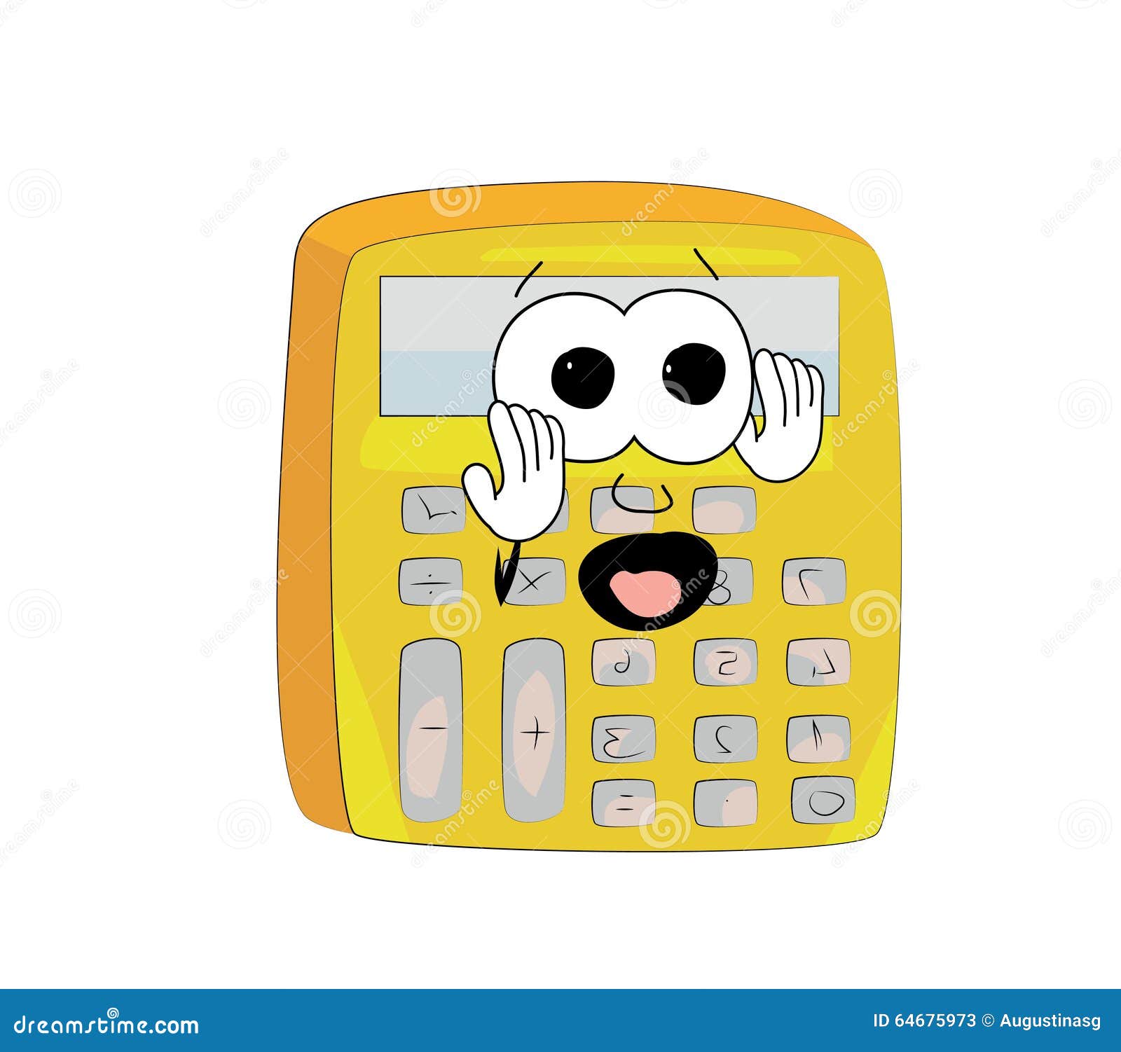 Scared calculator cartoon stock illustration. Illustration of number