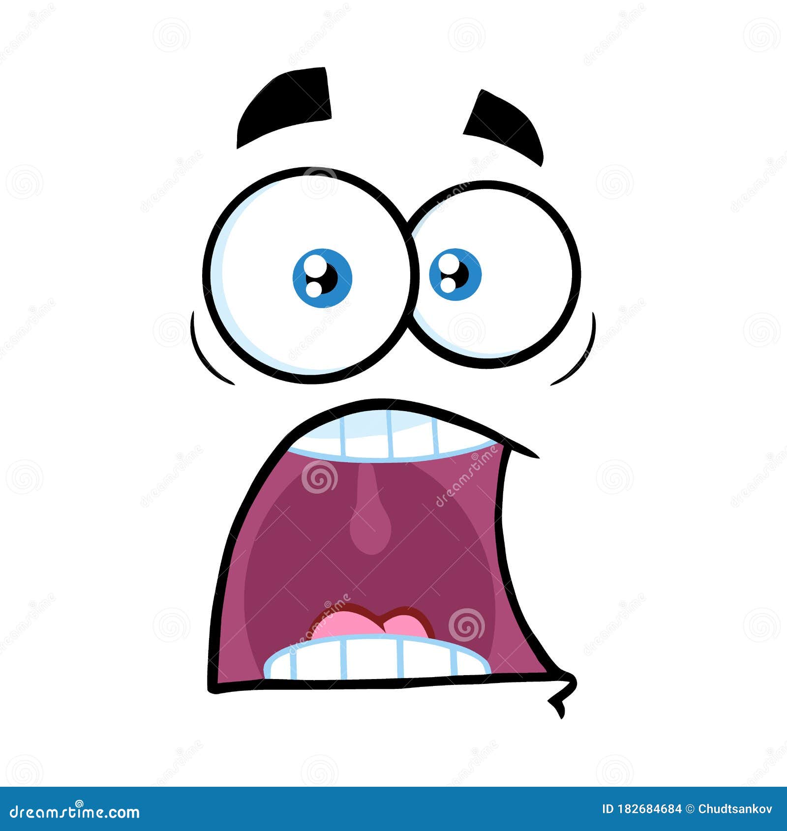 Scared Cartoon Funny Face with Panic Expression Stock Illustration -  Illustration of facial, design: 182684684